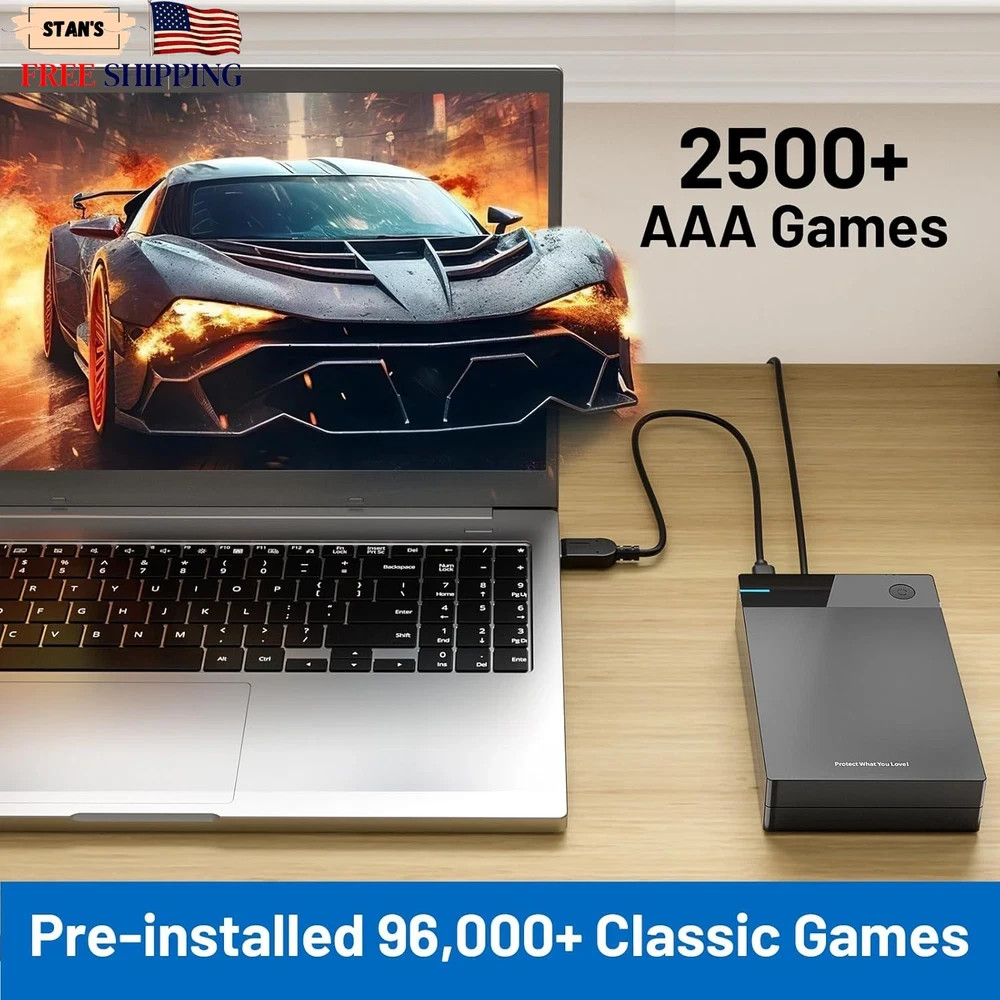 Kinhank 12tb Retro Game Hard Drive with 96000+ Games Retro Game Consoles NEW USA