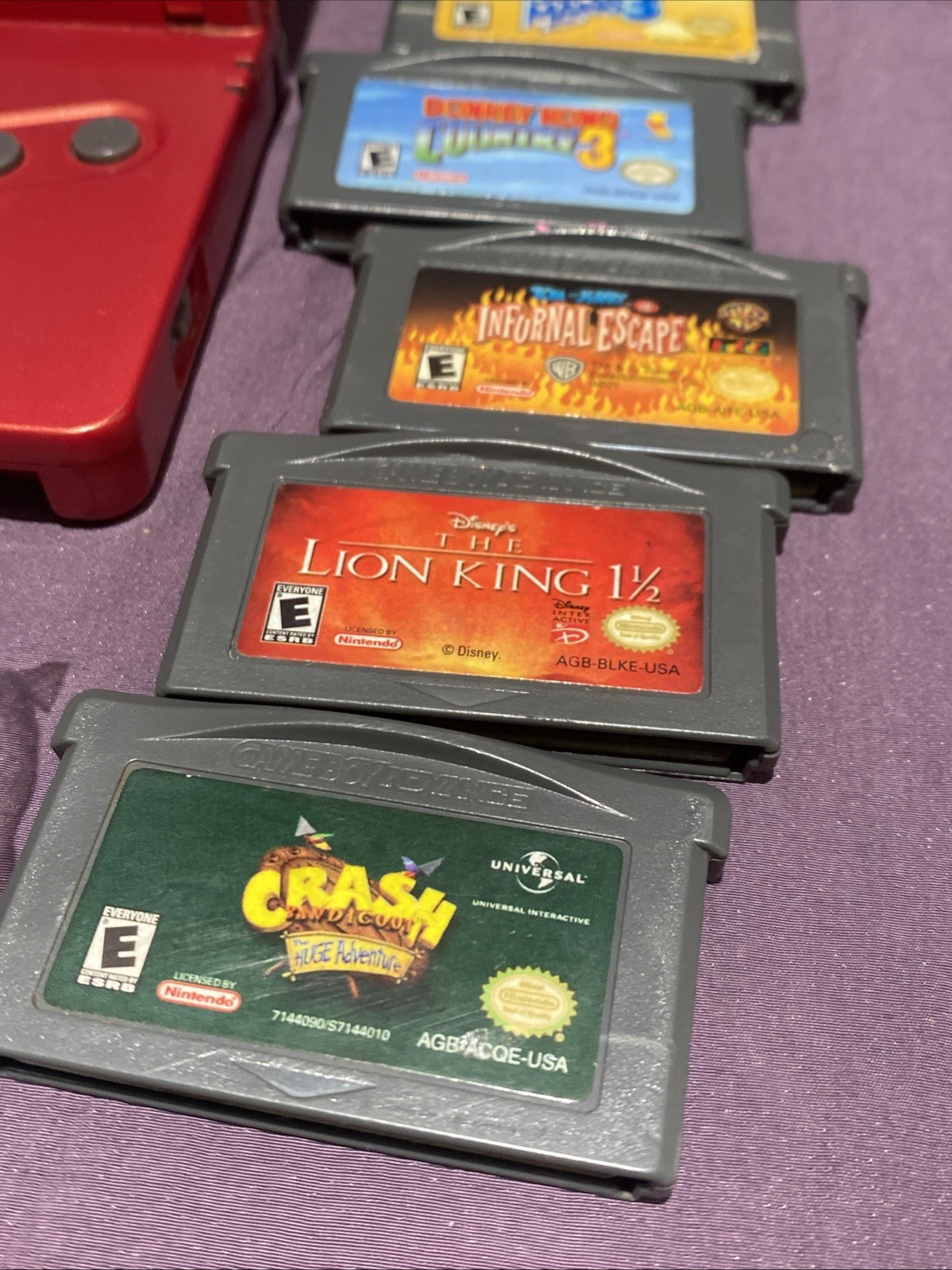 GBA SP Console Flame Red AGS-001 Nintendo Game Boy Advance Tested W/ Games Case