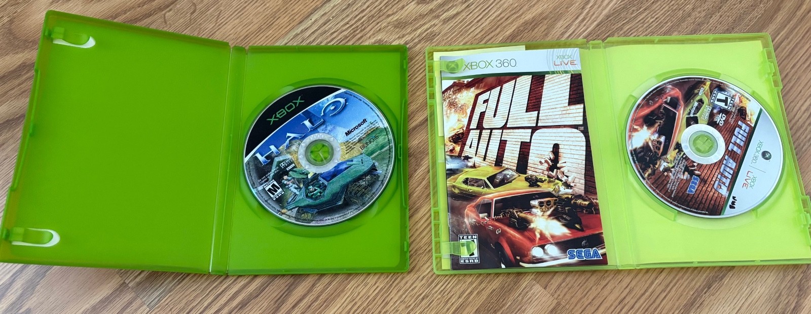 Microsoft XBox 360 console w/2 controllers & 11 games, power supply – BUNDLE