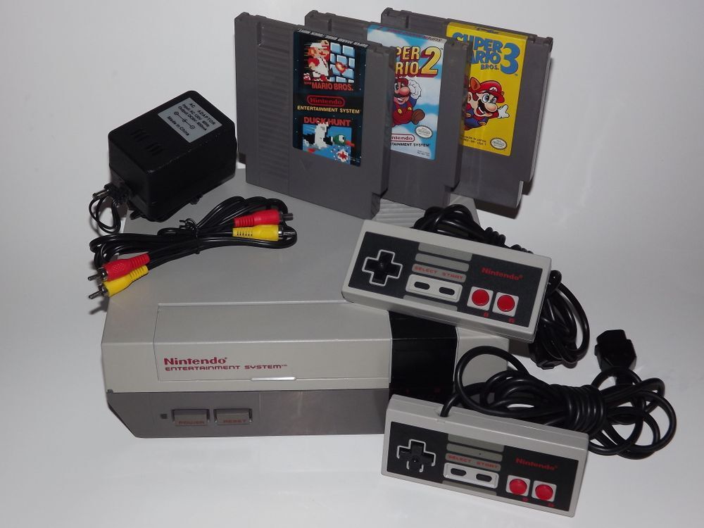 Nintendo Entertainment System NES Console Bundle With Super Mario Bros 1, 2, 3
