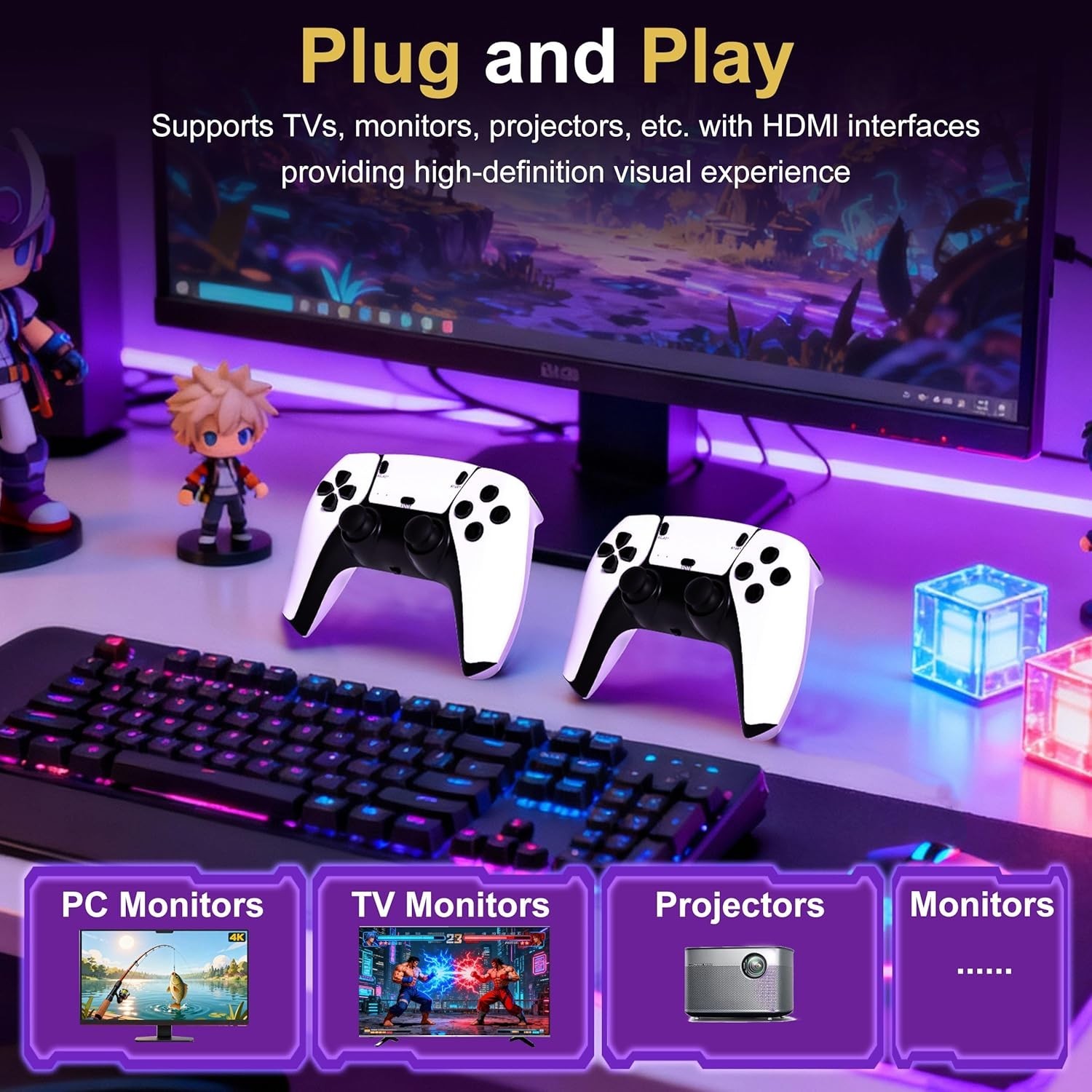 2026 Upgraded Retro Gaming Console Stick, Video Games Stick Built-in 23 Emula…