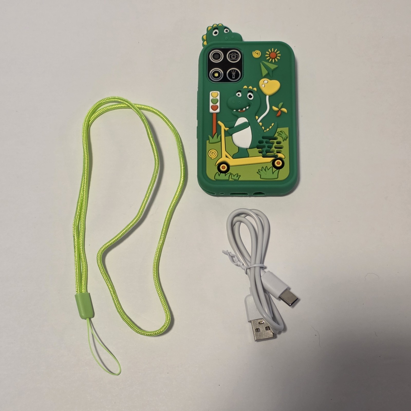 Kids Game Console -Camera- Slim Device – Green Dinosaur Graphic