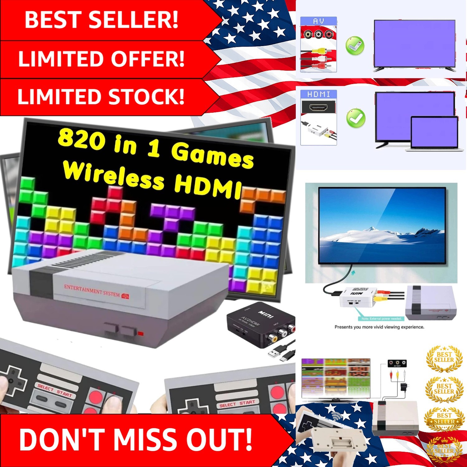 Ultimate Retro Game System: 800 Games, Dual Wireless Controllers, & 1080p Output