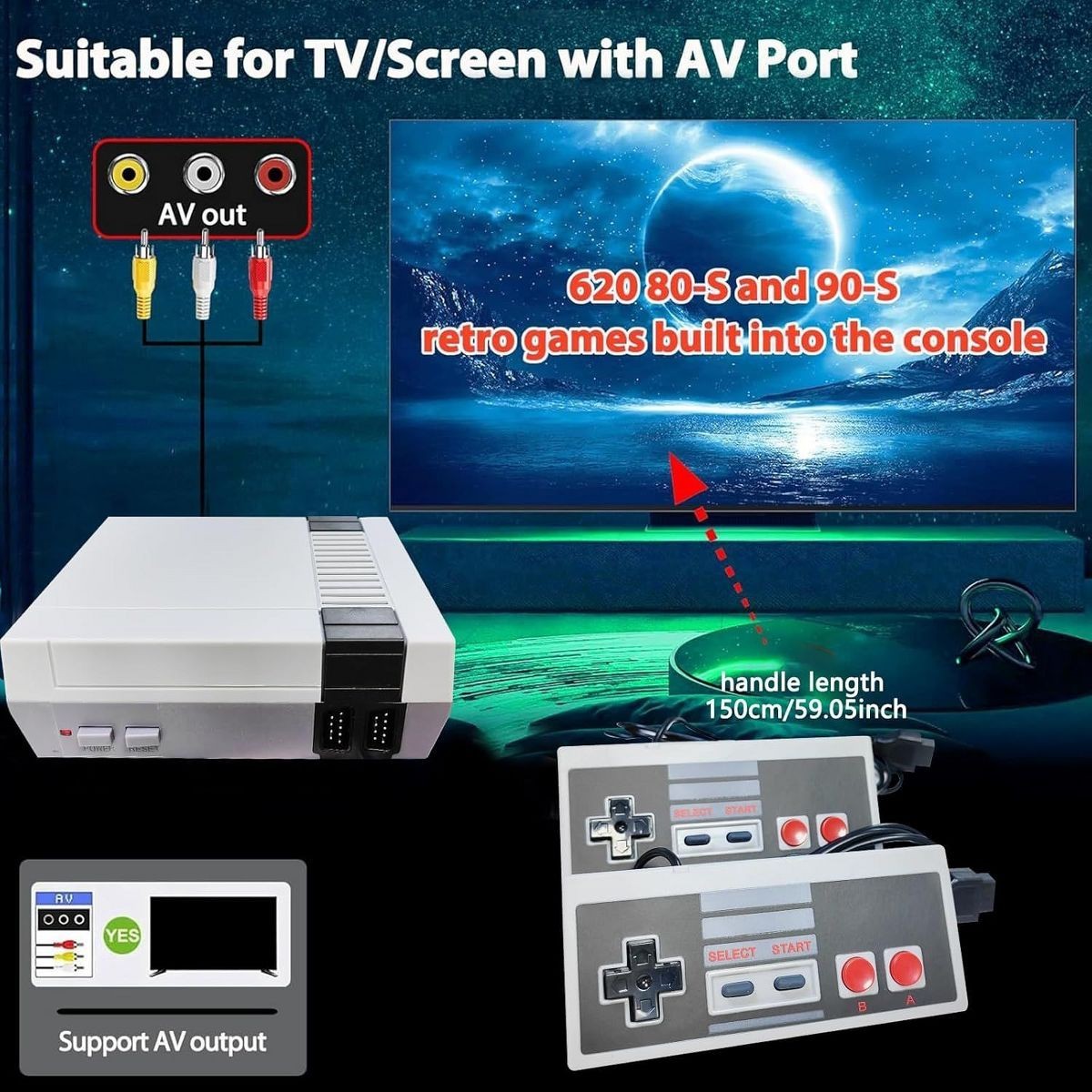 Mini Game Anniversary Edition Entertainment System Built-In 620 Classic Games