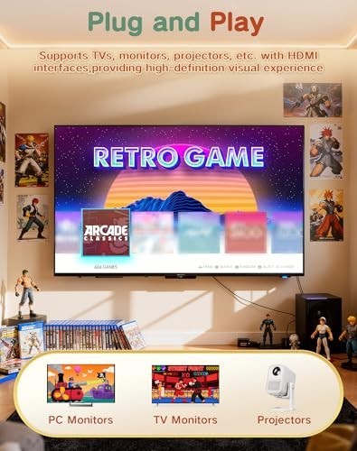 Retro Gaming Console with 20,000+ Games, 4K HDMI, Dual Wireless Controllers, 64G