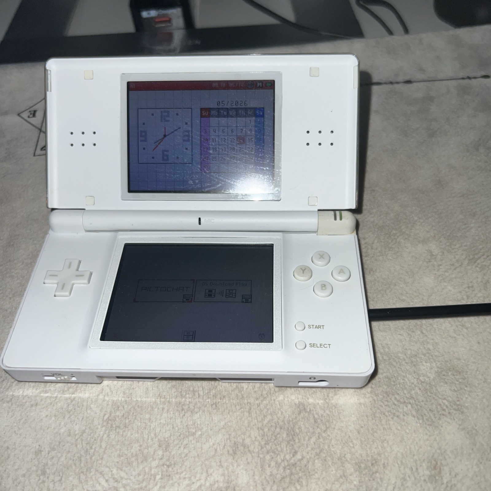 Nintendo DS Lite Handheld System White Working Tested Charger, Mario Game