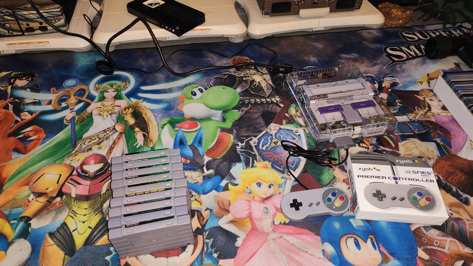 Super Nintendo 1 Chip SNES Console Bundle 1CHIP-01 Clear Shell Retrovision Look!