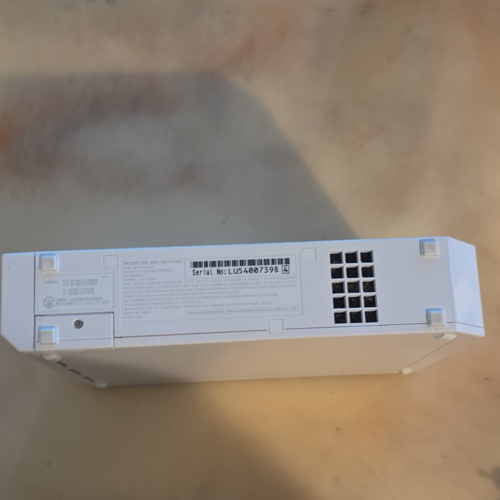 Nintendo Wii RVL-001 White Console SD Card Slot USB-A AV Multi Out