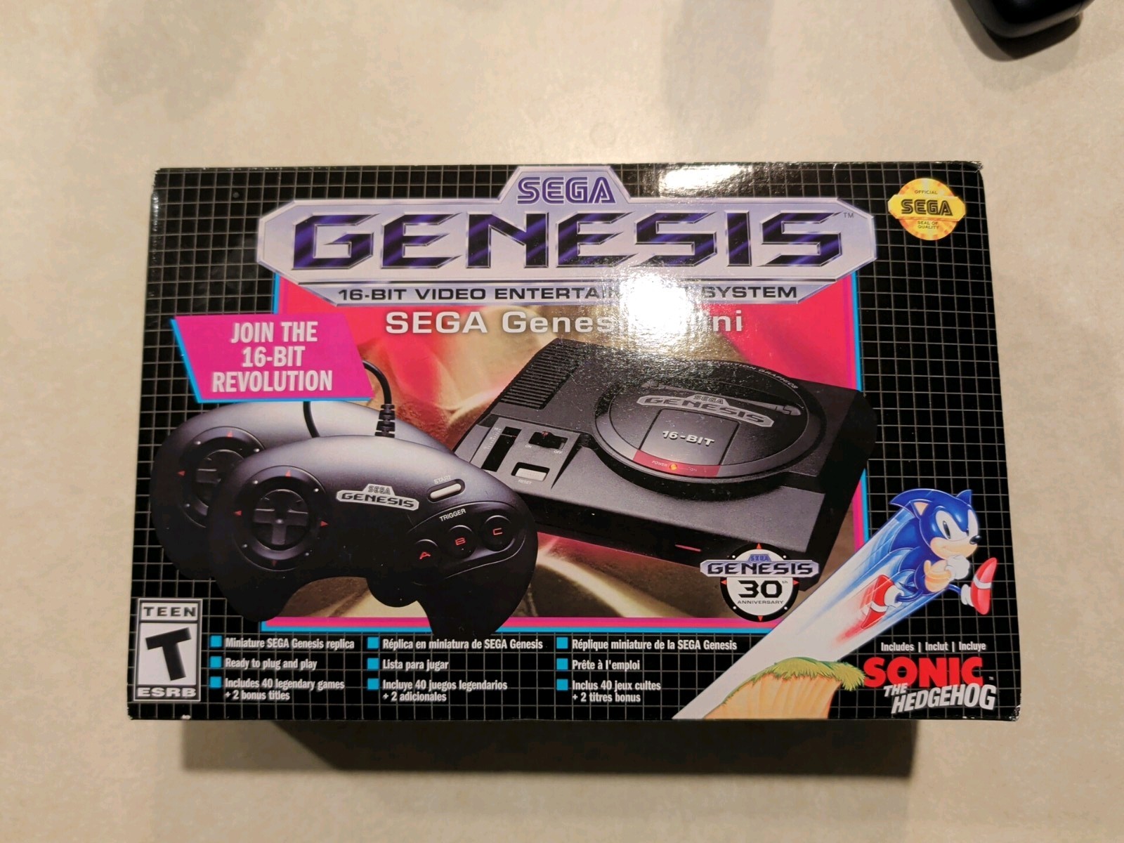 Sega Genesis Mini Console Black Two Controllers CIB