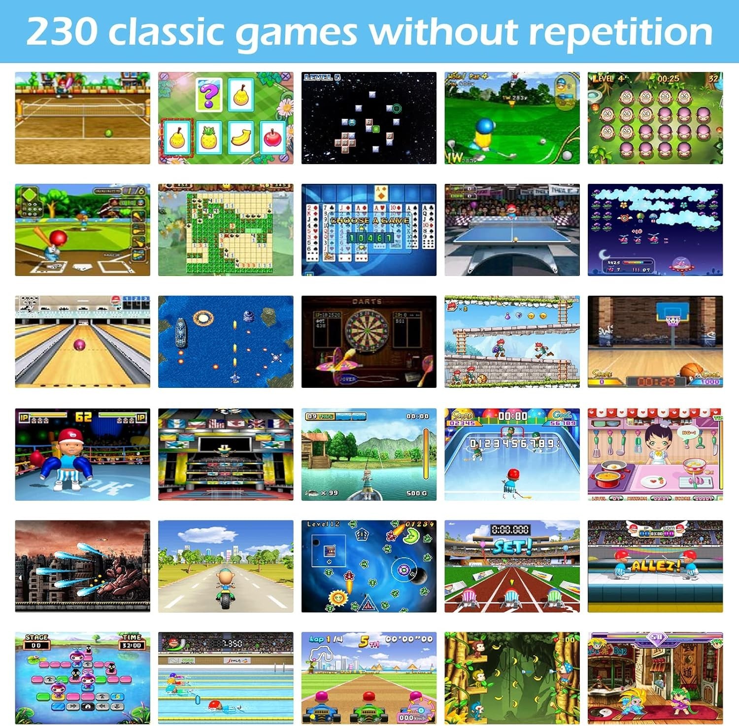3.0” Large Screen Handheld Game for Kids & Adults – 230 Retro Titles Included