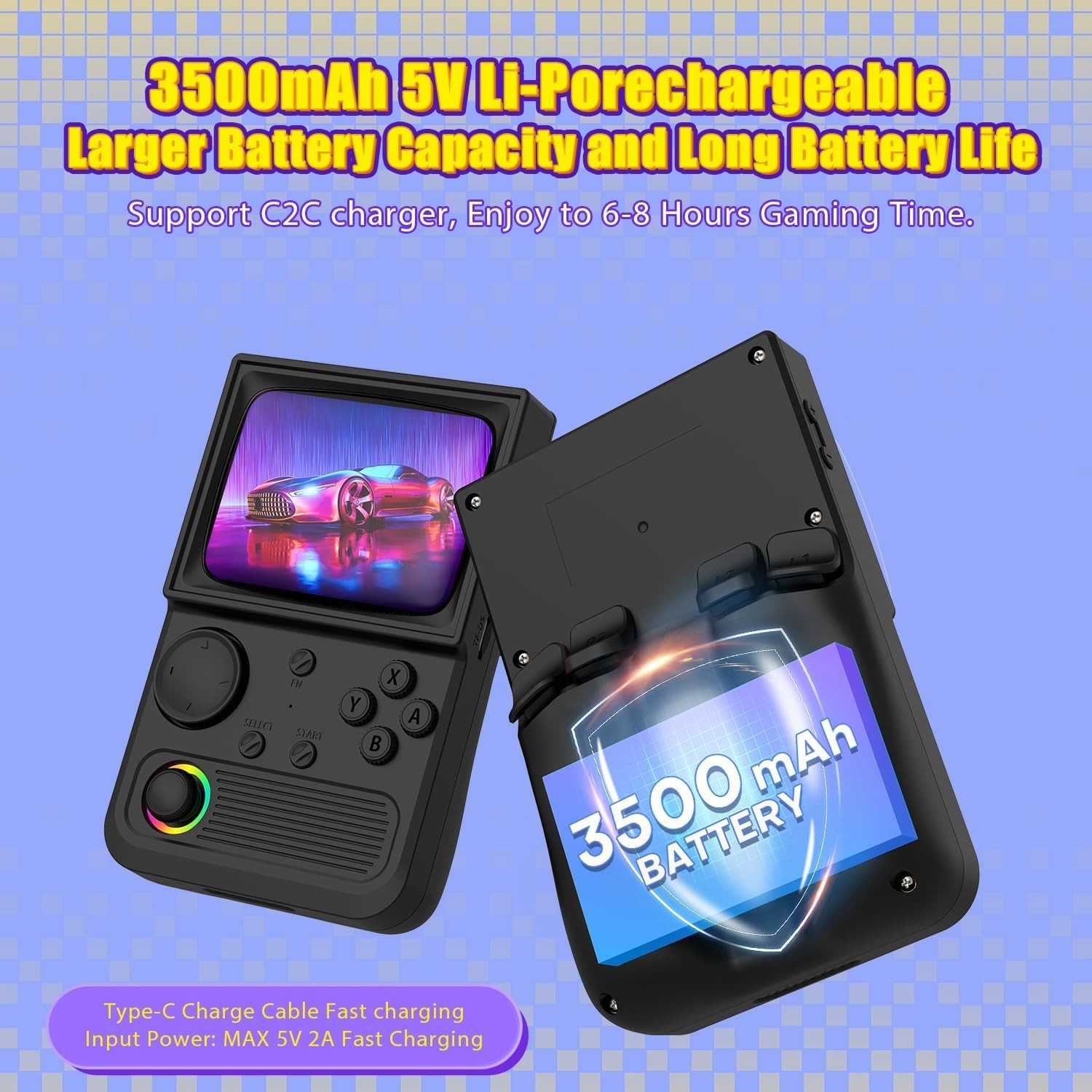 Portable R36T Retro Gaming Console – 3.5” Screen, 3500mAh Battery Life