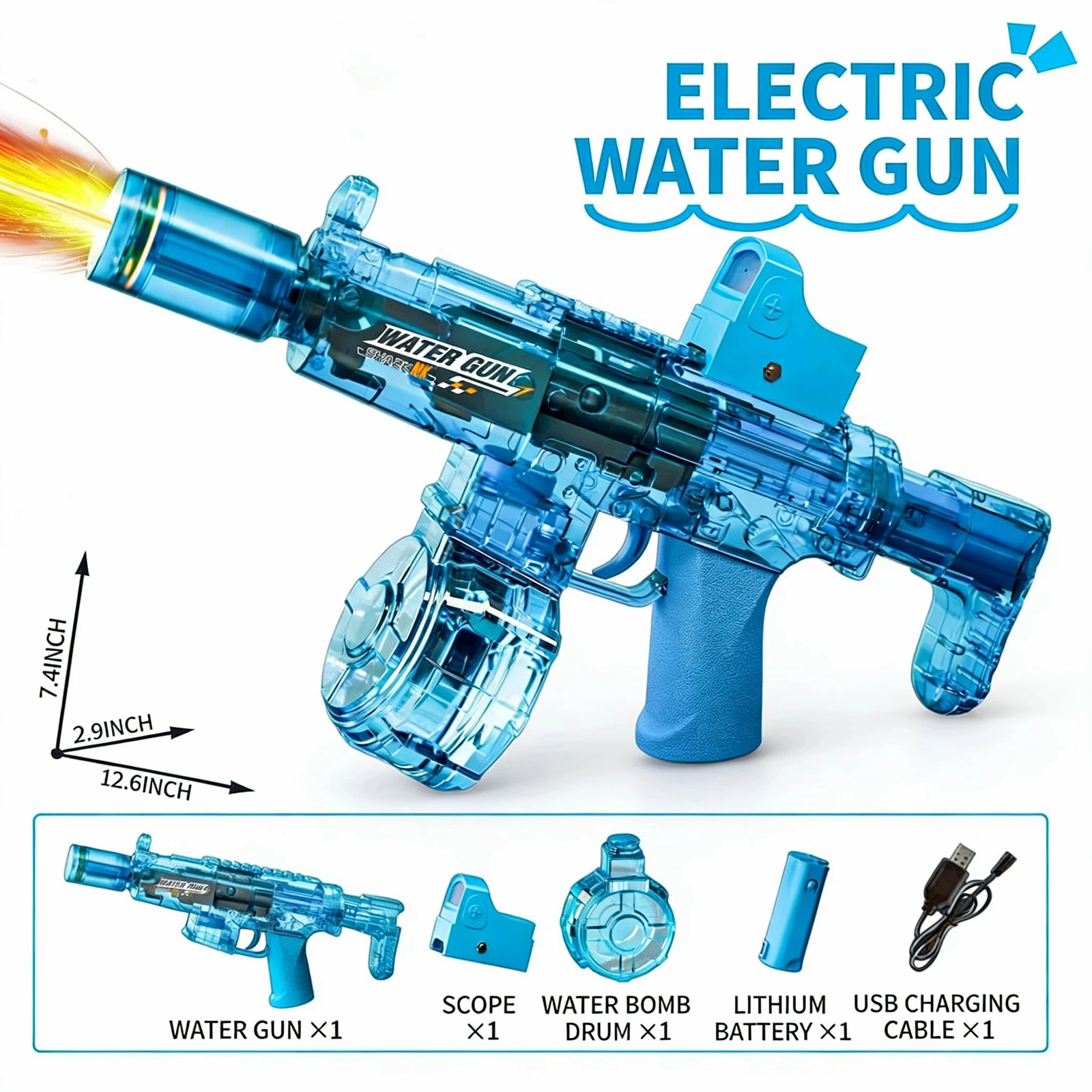 Simulated Firing and Recoil Electric Water Gun Toys Children Automatic Sensor Li