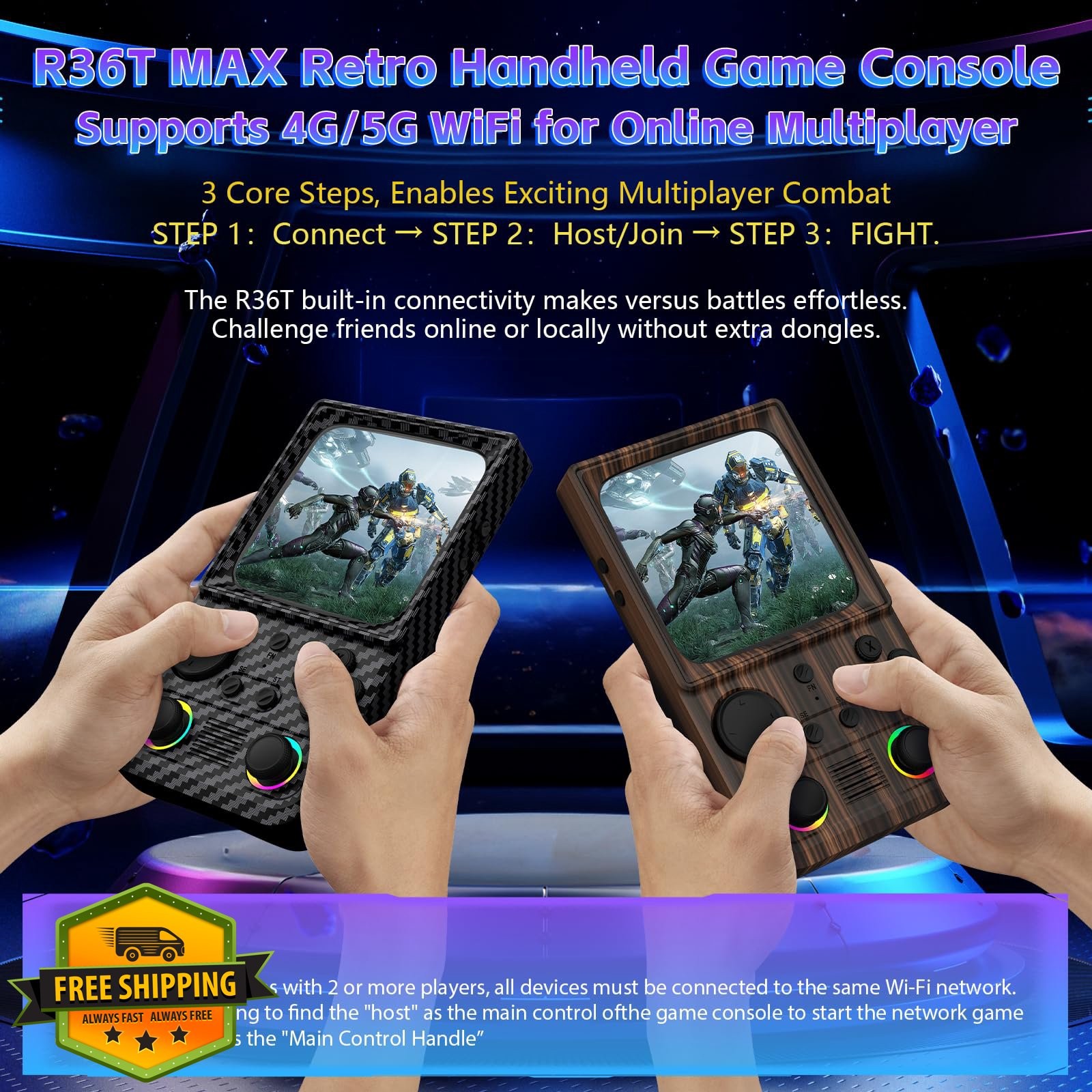 WDYQJE R36TMAX Retro Game Console Charcoal Black