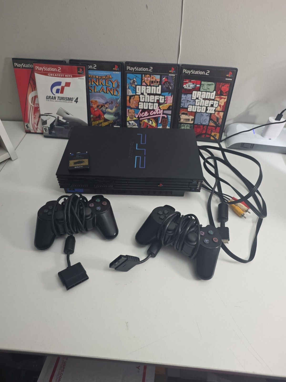 Sony PlayStation 2 PS2 Fat SCPH-35001 Console w/ 5 Games & Memory Card – TESTED!