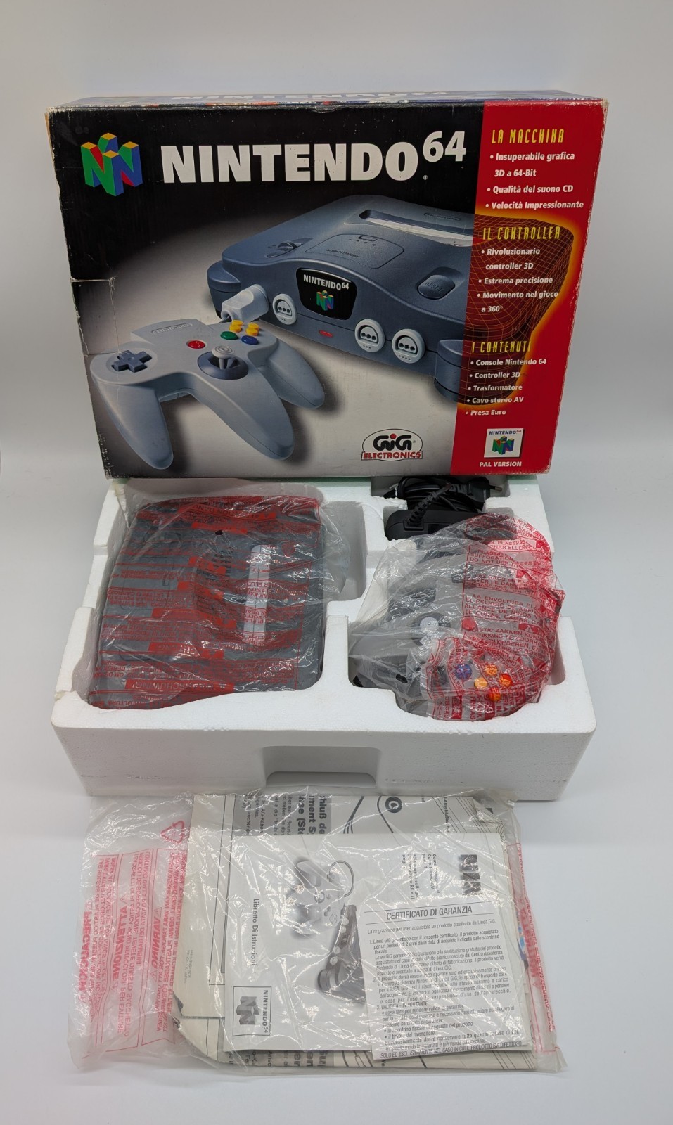 Nintendo 64 Console N64 Full Set PAL ITA GIG COMPLETE CIB – Great Condition