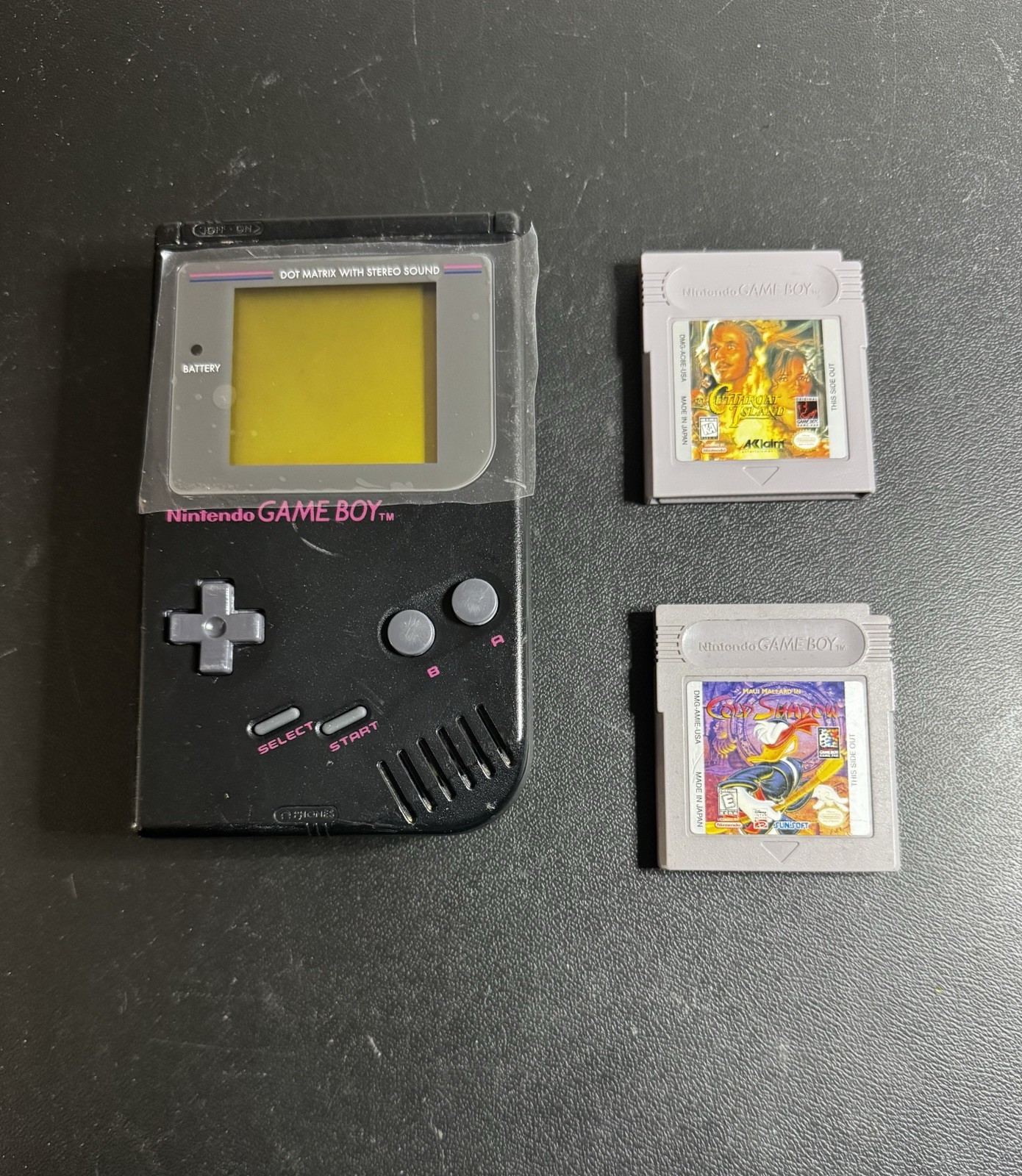 Original Nintendo Game Boy Black Play It Loud Maui Mallard Cold Shadow Tested