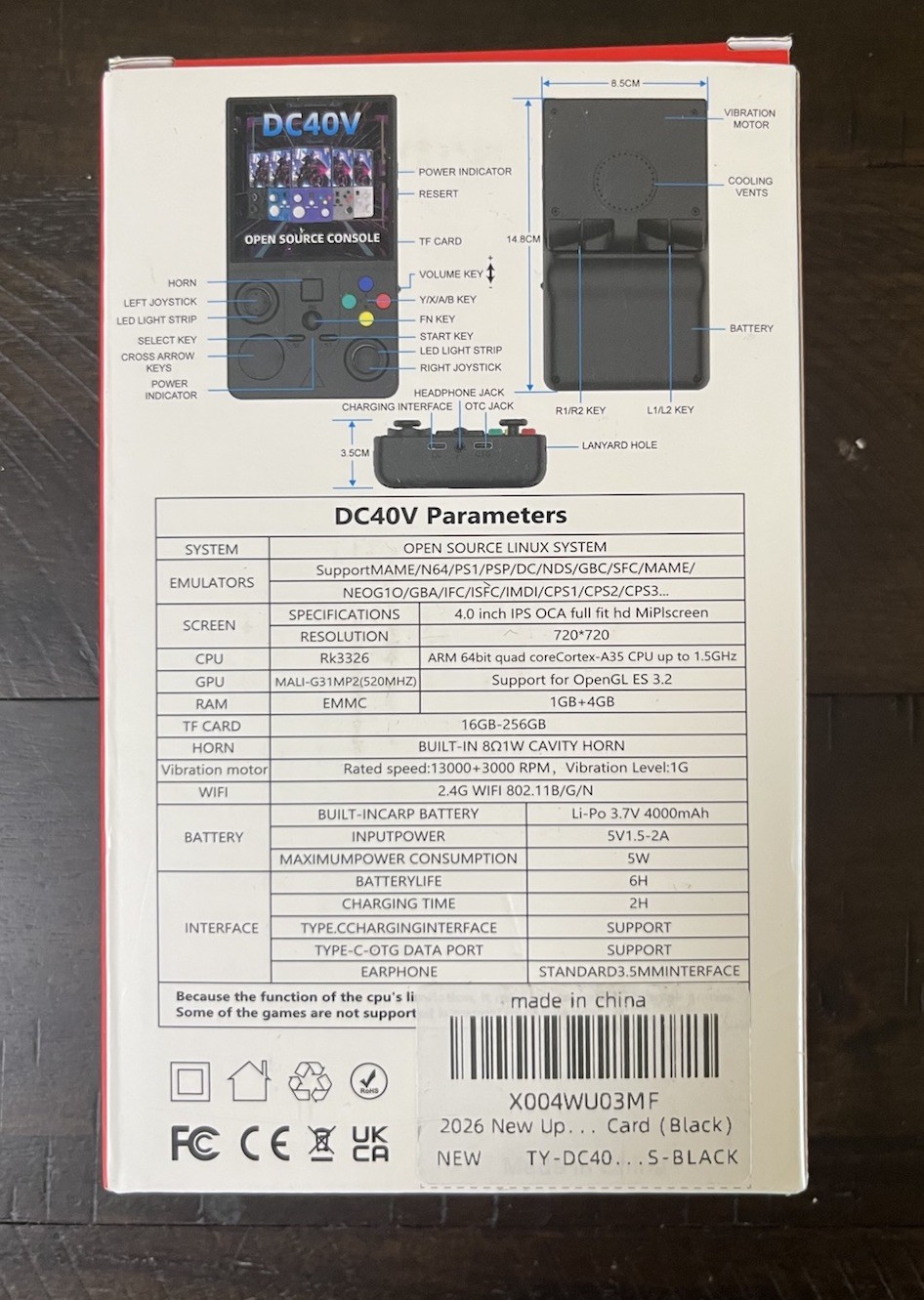 DC40V Handheld Game Console – 4.0 Inch Gaming Console 64GB