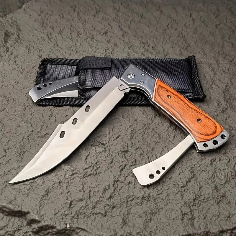 Outdoor Folding Knife, Tri-fold Knife with Nylon Sheath, Men’s Knife. Suitable f