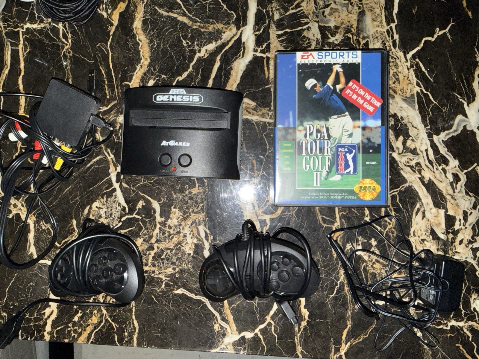 Sega Genesis Bundle Pre-Tested Black 2 Controllers 80 Pre-loaded Games HDMI Adpt