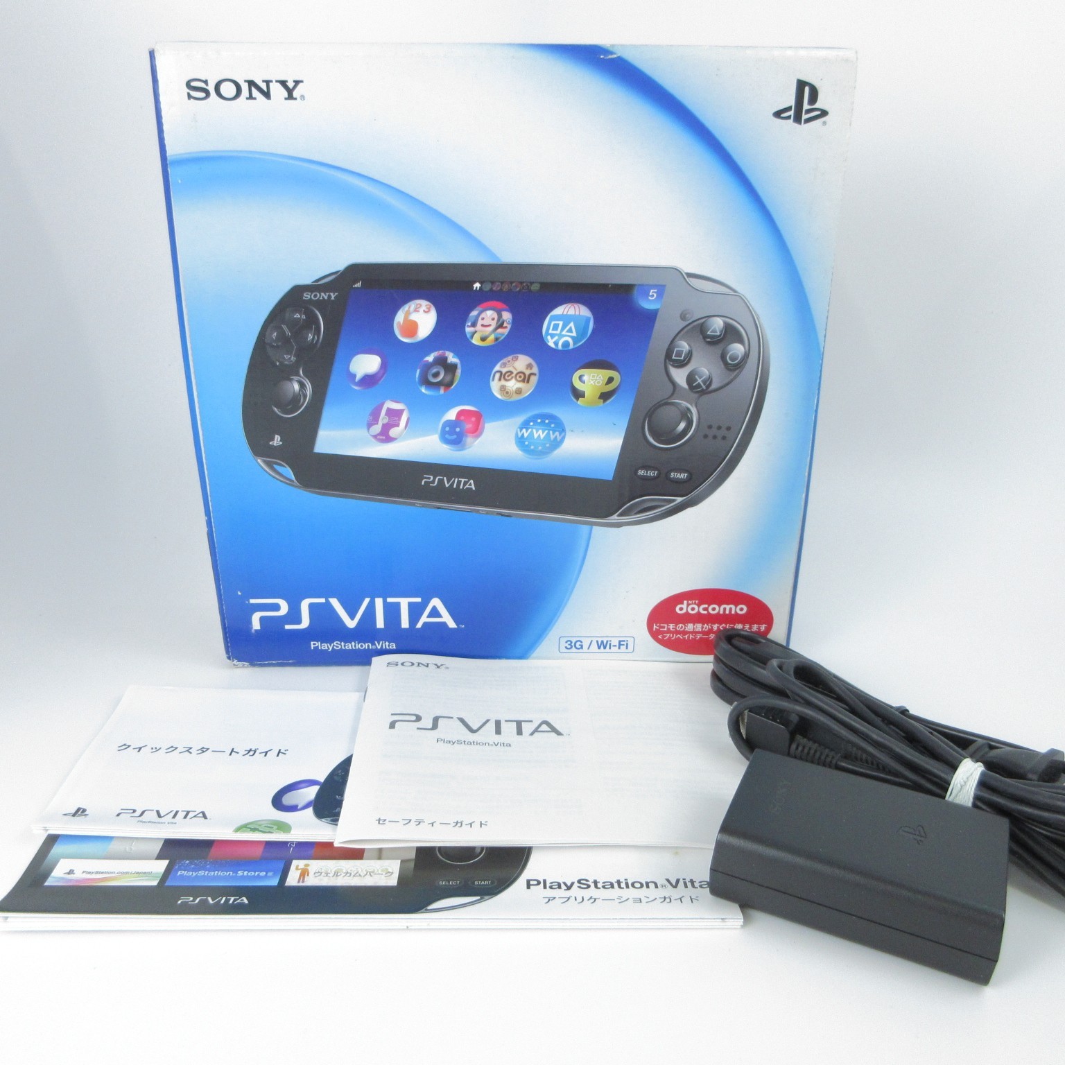 【Very Good】Sony PS Vita PCH-1100 Crystal Black 3G/Wi-Fi Model Console #Arr1201/0
