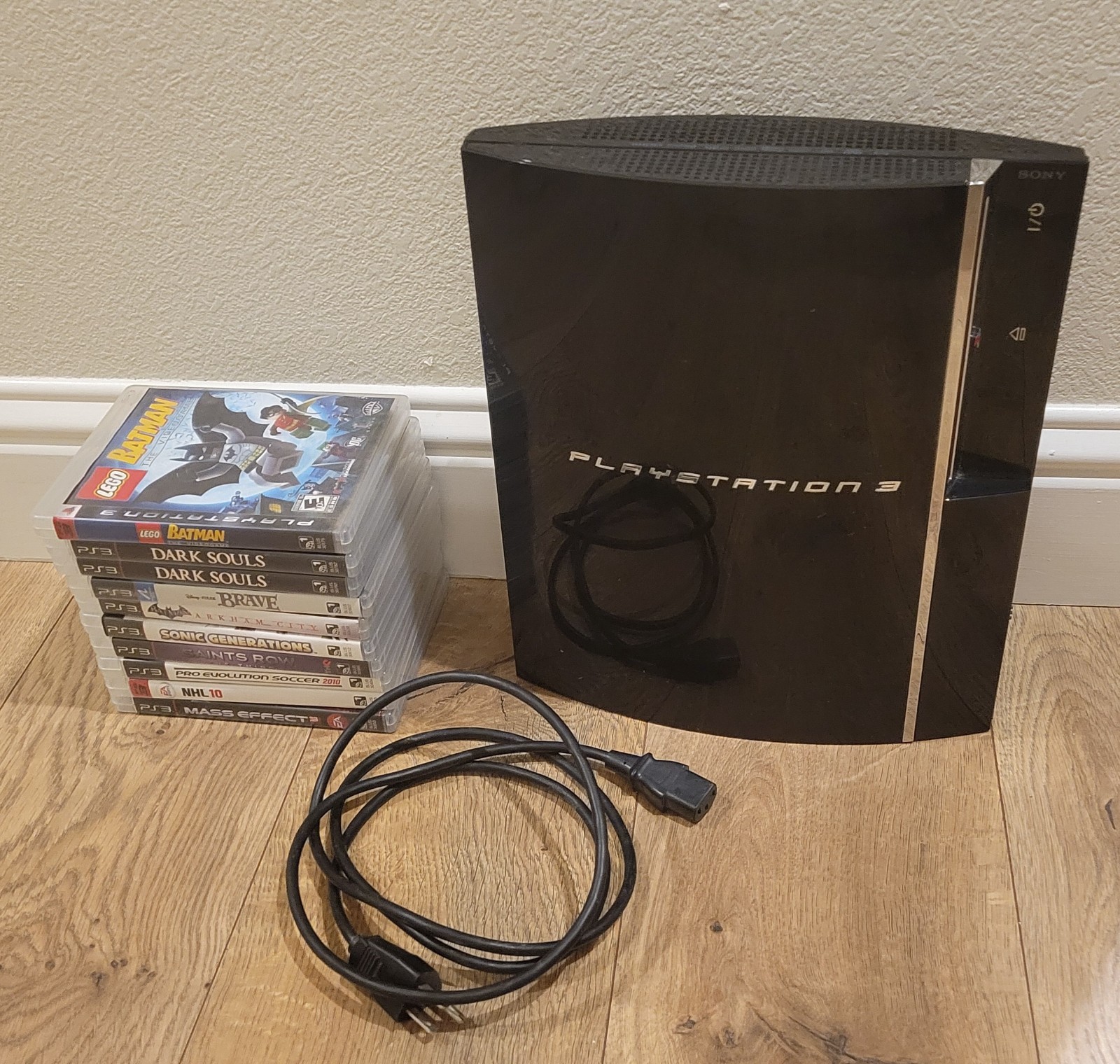 Sony PlayStation 3 80GB Console CECHE01 – FOR PARTS + Box + 9 Games – READ DESC