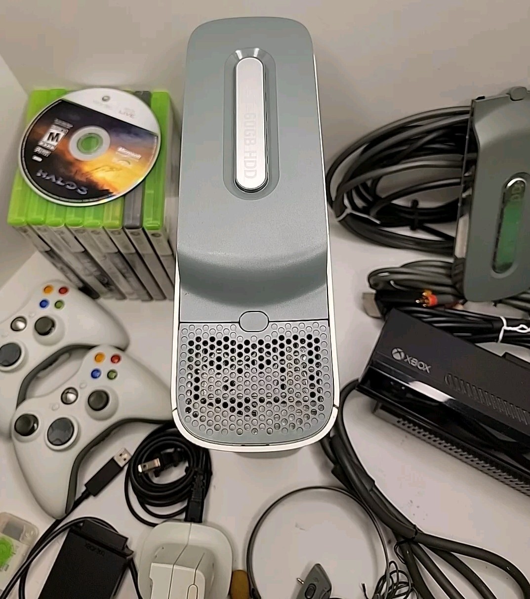 Microsoft Xbox 360 60GB HD Console, 2 Controllers & 8 Games + More.