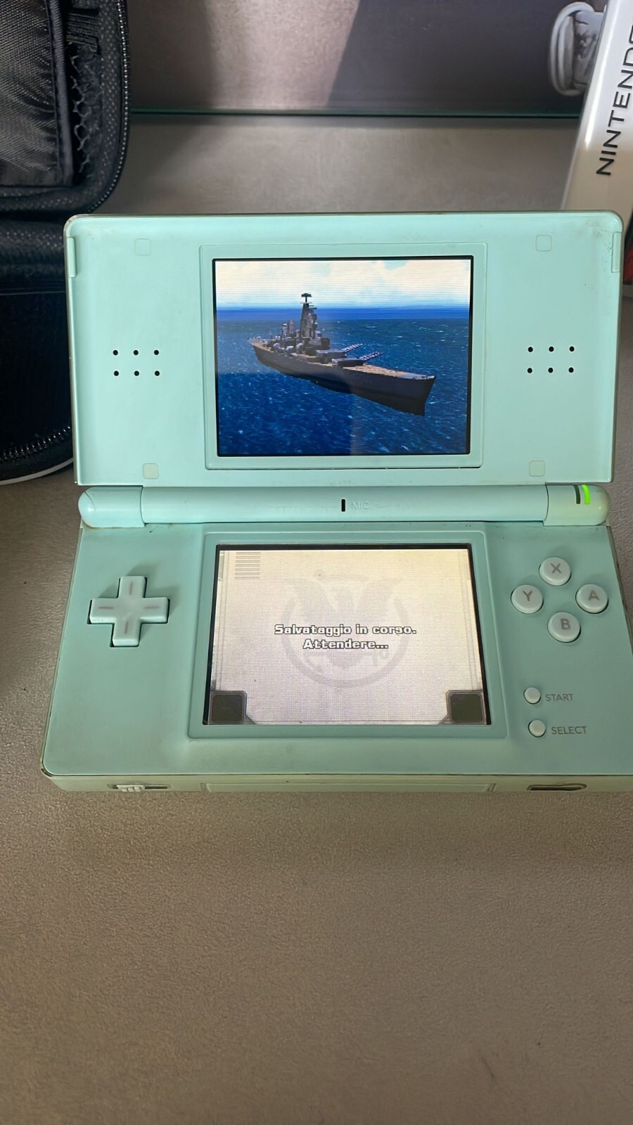 Nintendo DS Lite Water Green Console Plus Game Battleship & Handheld Cover