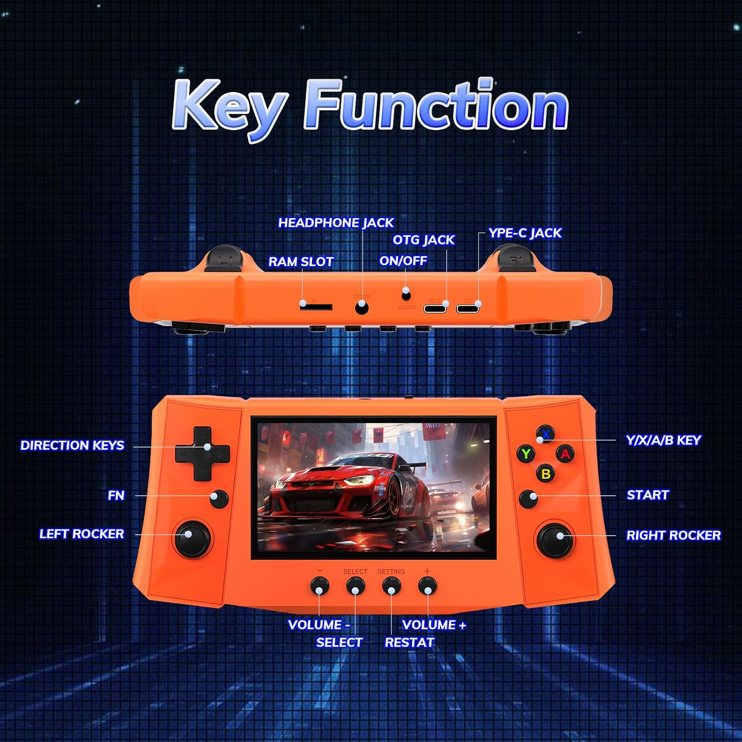 【50000 in 1】 R50 Ultra Handheld Game Console 4.5 Inch IPS Screen Mini Retro Cons