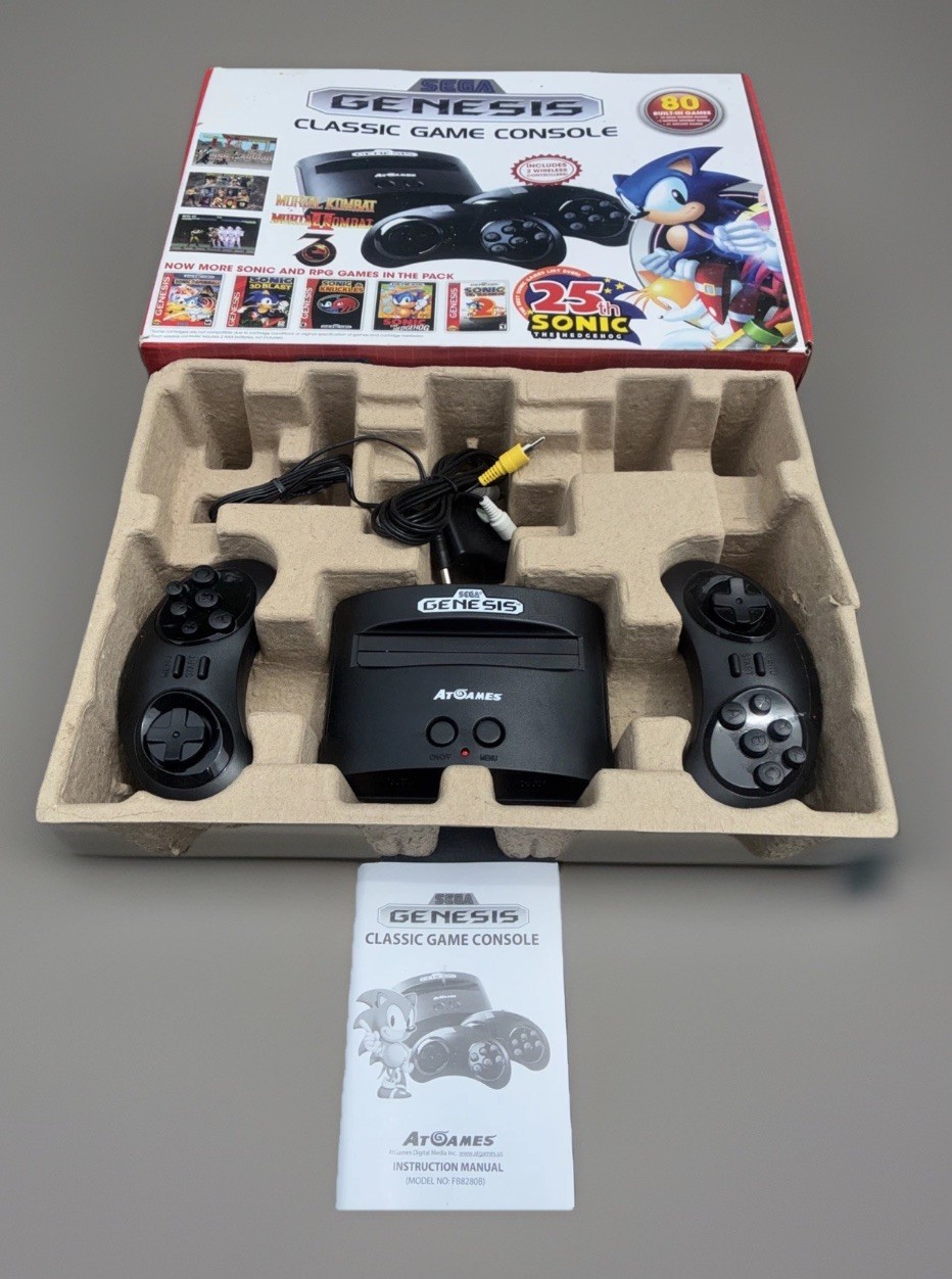 Sega Genesis AtGames Mini Console-Wireless Controller In Box 80 Pre-loaded Games