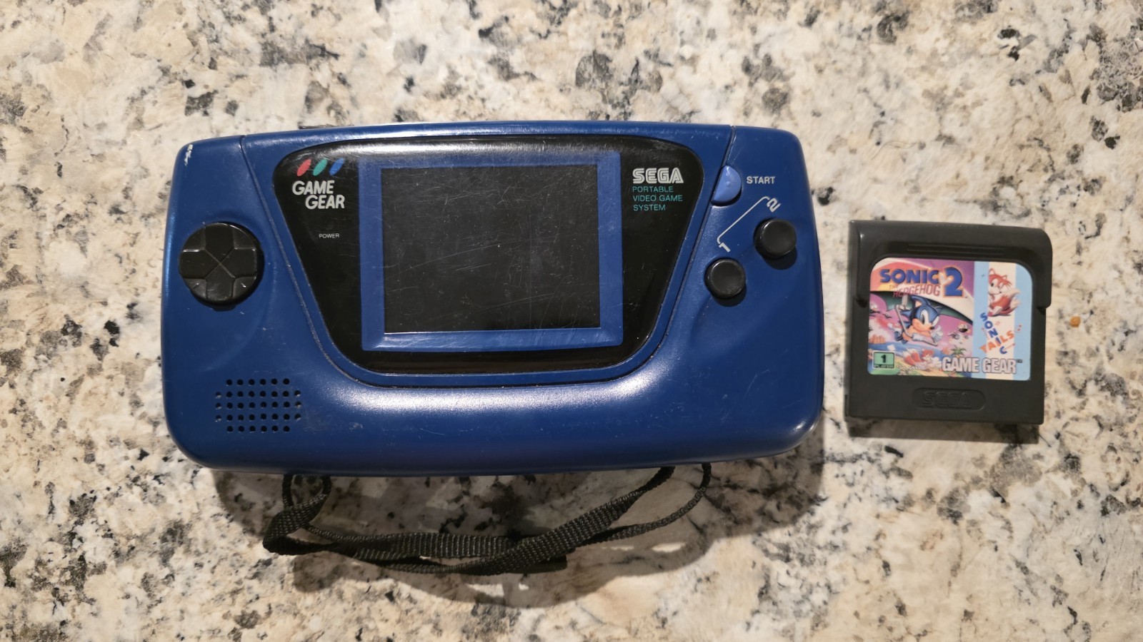 Sega Game Gear Blue Handheld Video Game Console with Game Retro