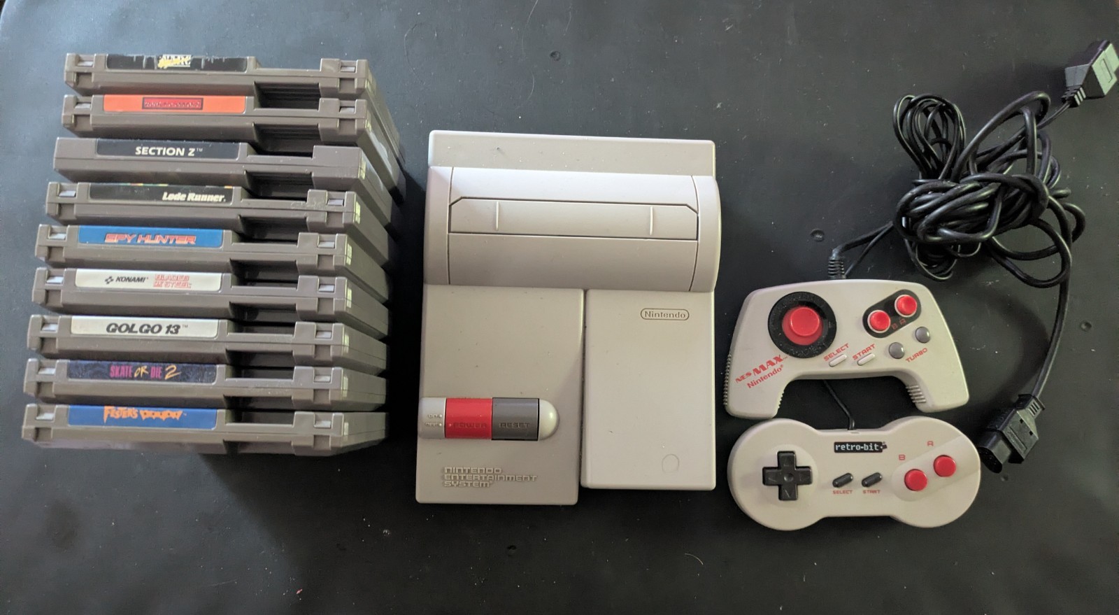 Nintendo NES Top Loader System Bundle 9 Games Dogbone NES Max Controller NES 101