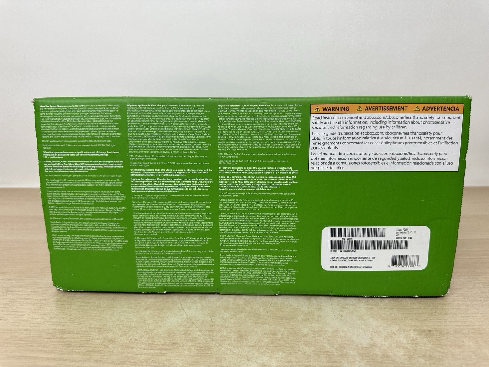 Xbox One 1 Tb Console Box Only – Halo: The Master Chief Collection – No Console!