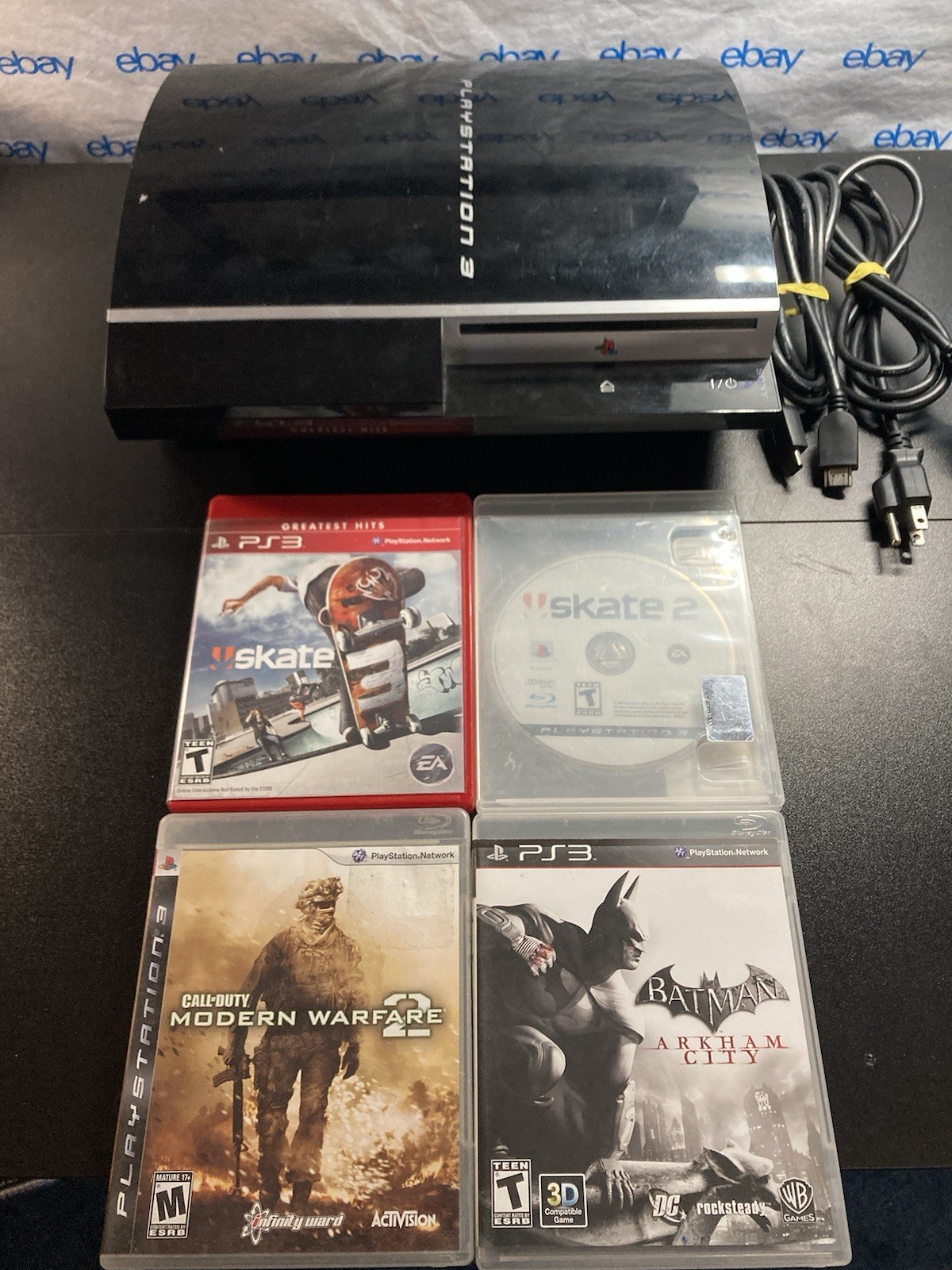 Sony PlayStation 3 PS3 Console Bundle with SKATE 2 and 3 Tested Working 40gb