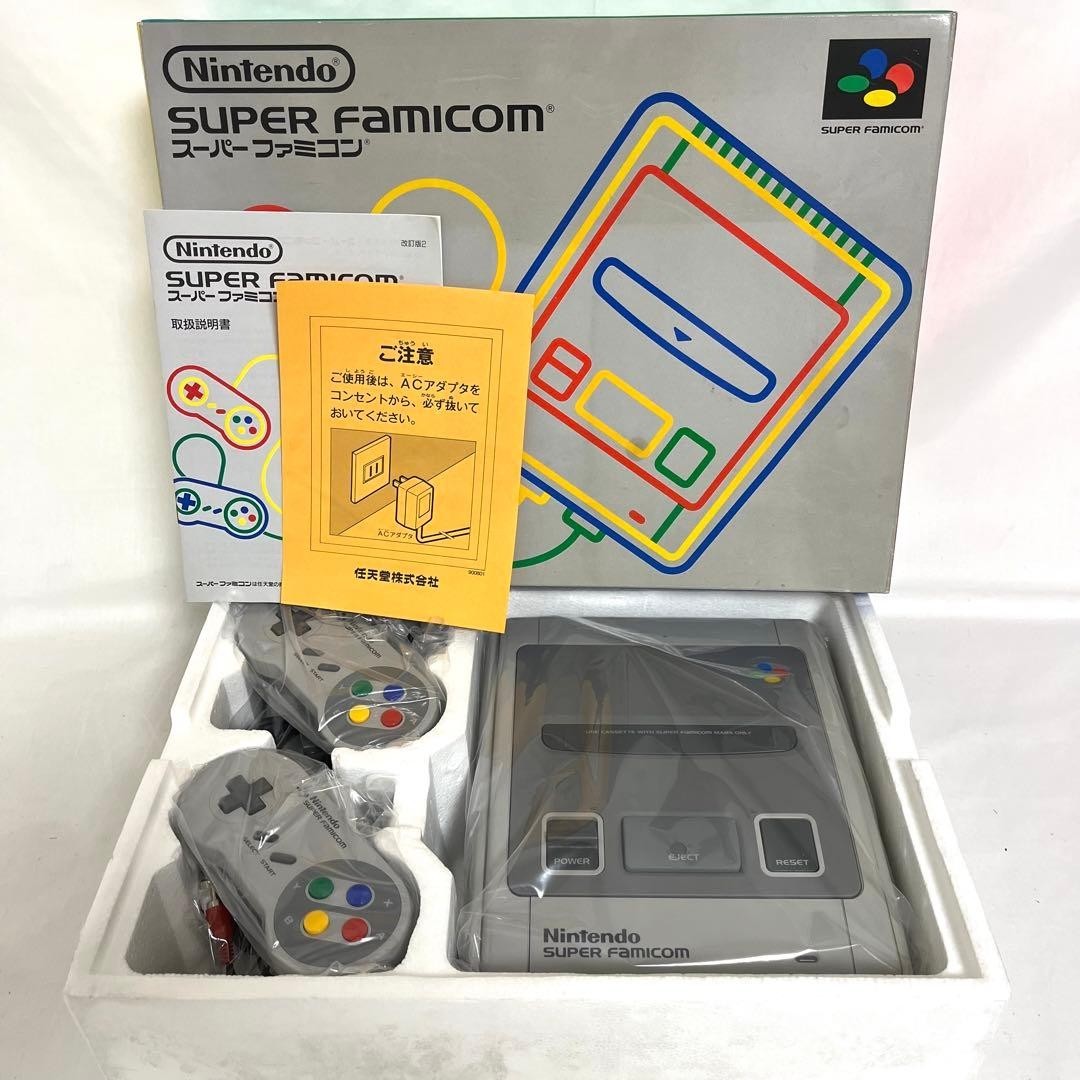 Nintendo Super Famicom SHVC-001 Console Full Set w/ Box Controllers Tested USED