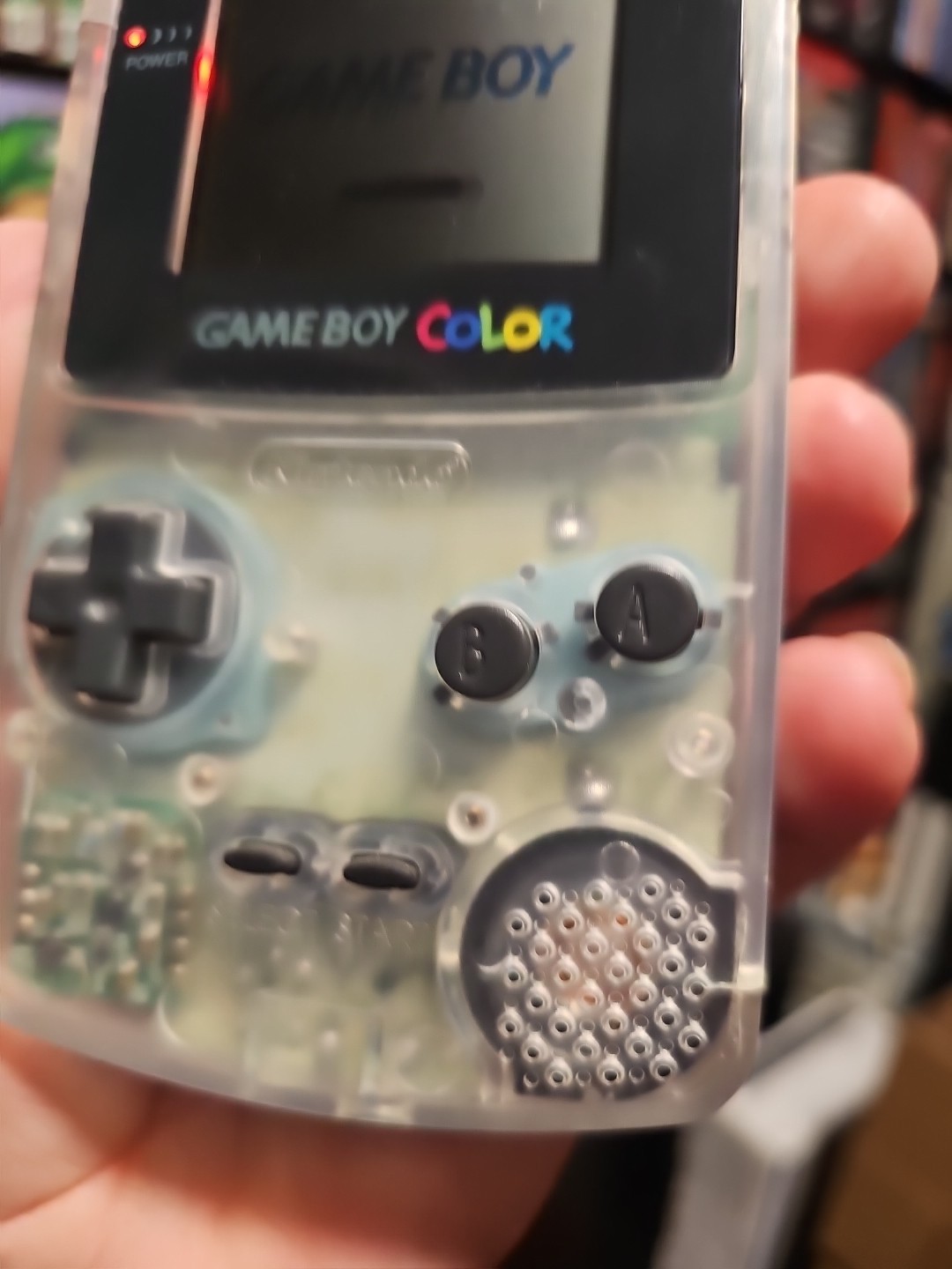 Nintendo Game Boy Color Clear Console GBC Custom Build Needs TLC w/ Yellow Shell