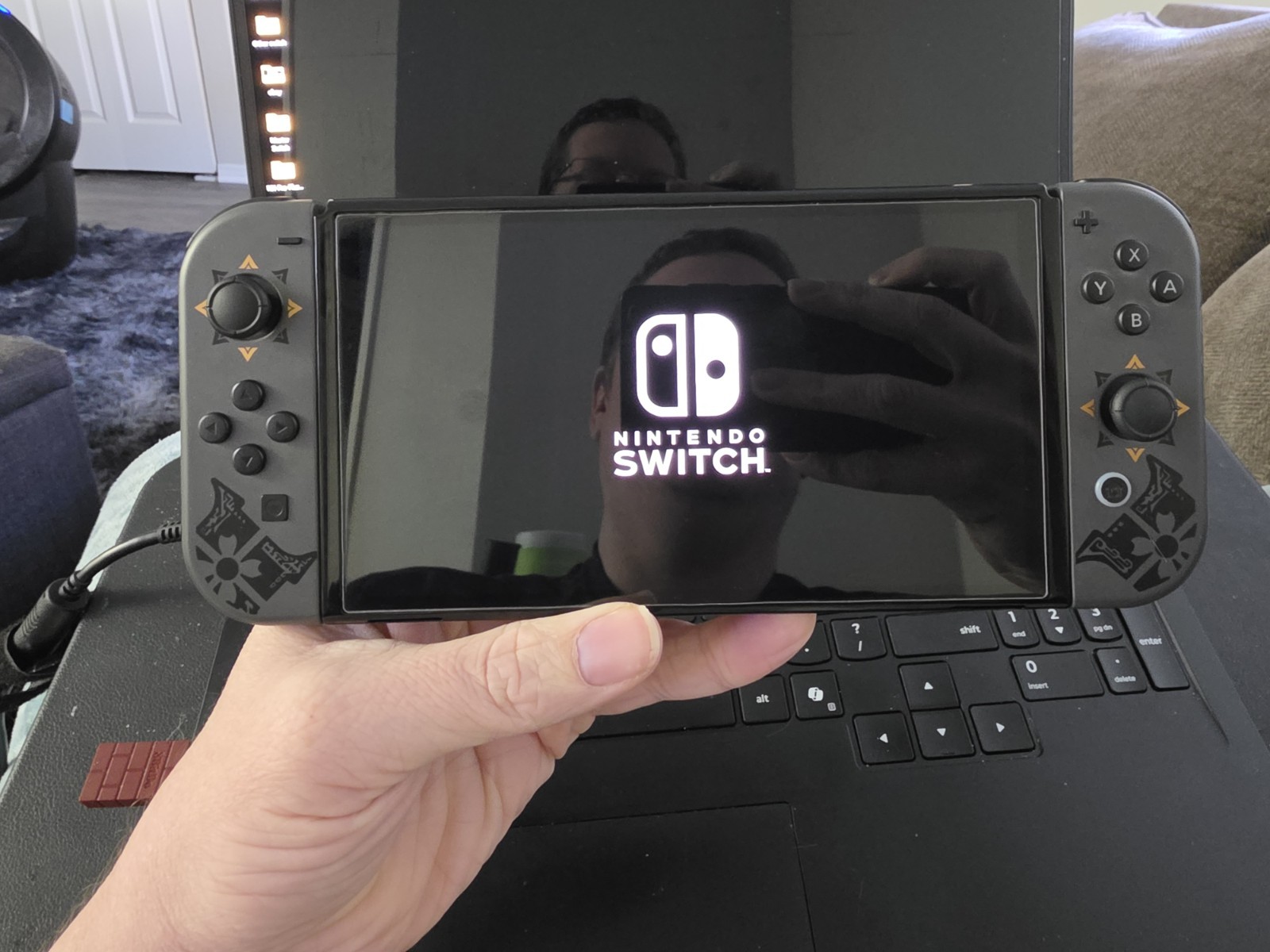 Nintendo Switch OLED “Custom” Monster Hunter Joycons, Pre-installed Temp Glass