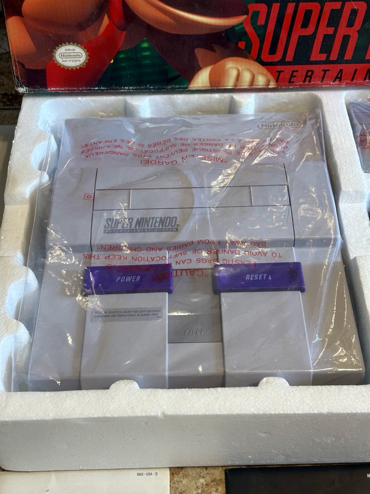 Super Nintendo SNES CIB Donkey Kong Console Bundle Matching Serial NR Mint RARE