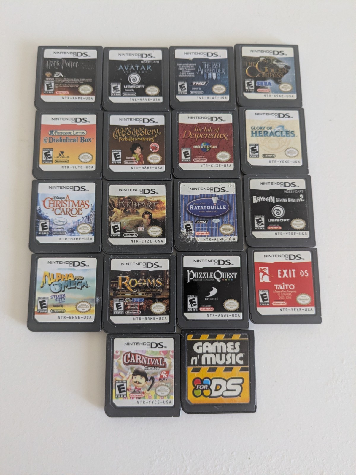 Nintendo DS Lite Black, with Charger (NO stylus) + Lot Of 28 Games – Used, Good