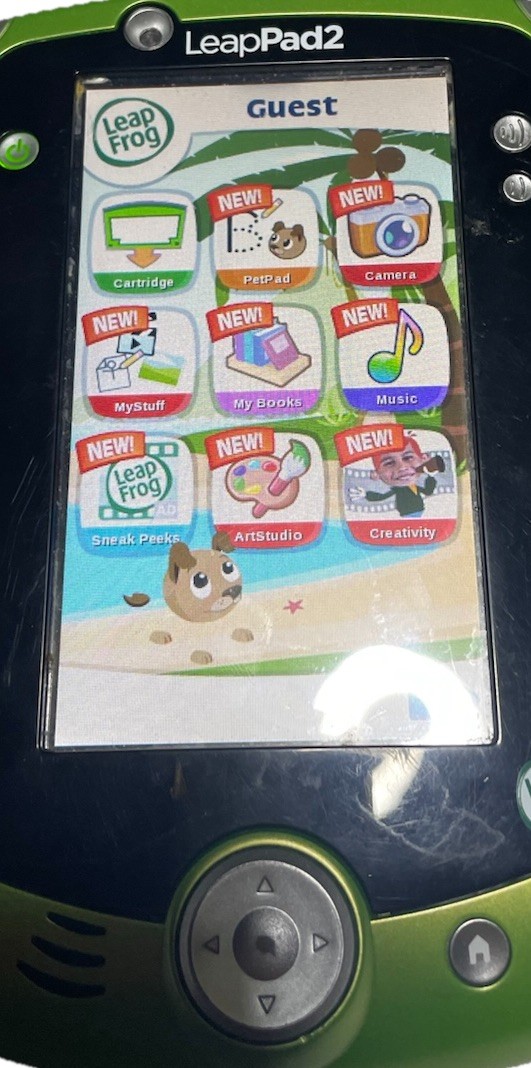 LeapFrog LeapPad2 Explorer Green Tablet w/Stylus & 3 Game Cartridges