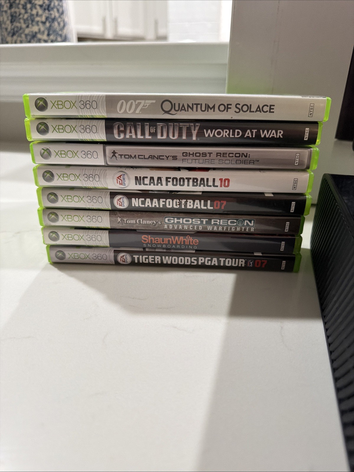 Microsoft Xbox 360 E 4GB Console Black CIB w/ Two Controllers, & 8 Games TESTED!