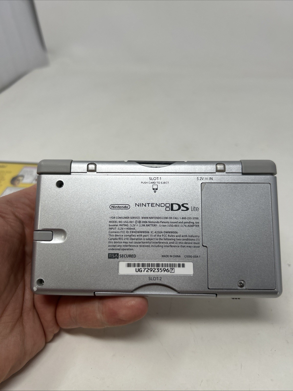 Nintendo DS Lite Silver Handheld System w/ Mario Party, Mario Kart & Brain Age