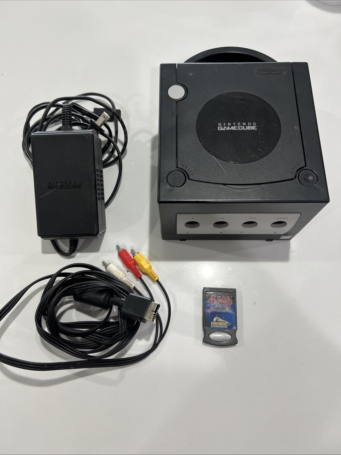 Nintendo DOLSKB GameCube 4 MB Memory Card And Plugs Jet Black Console