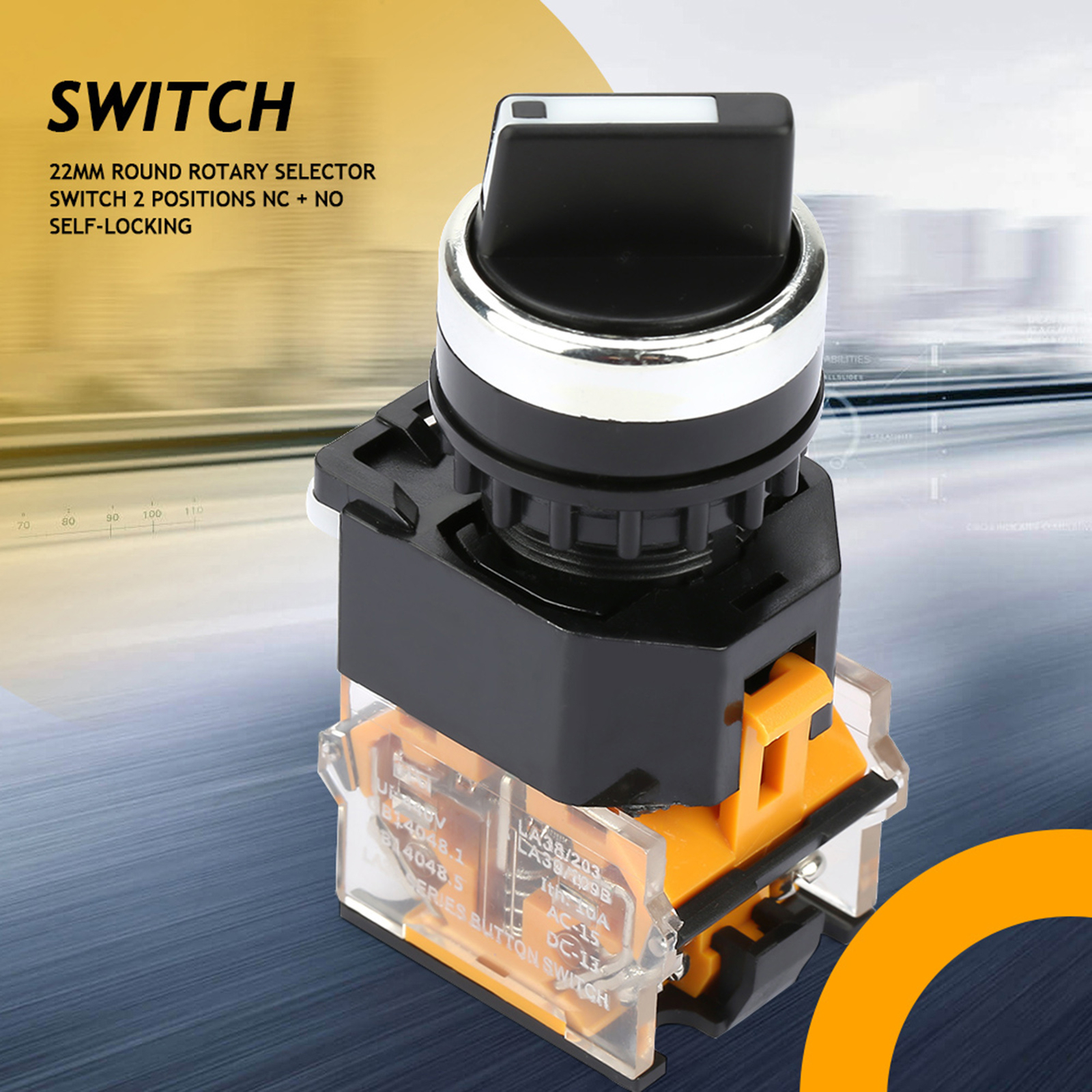 22mm Round Selector Switch 2 Positions NC + NO Self Locking MT8