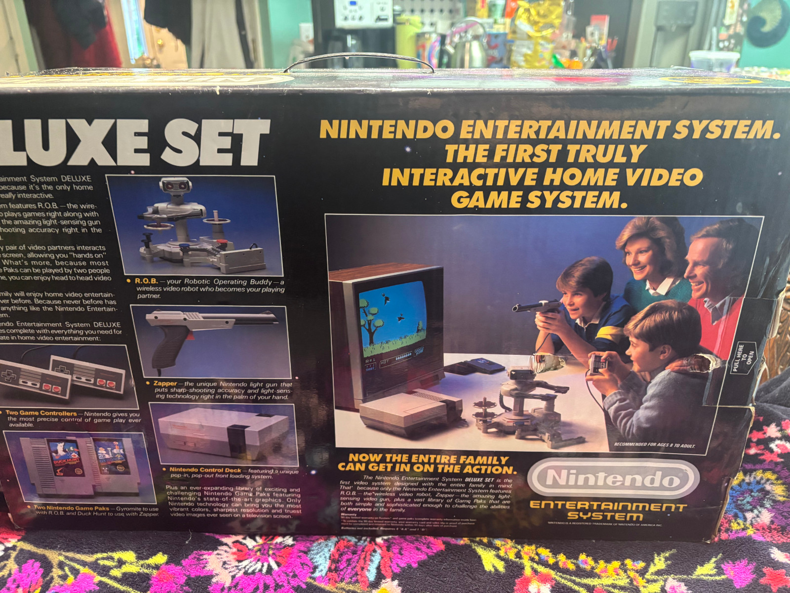 NES Deluxe Set In Box. No games, replacement battery cover on ROB