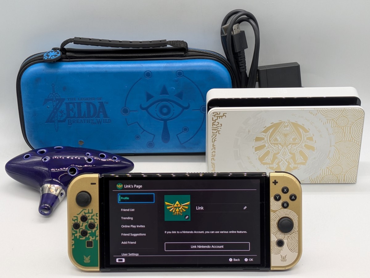 NINTENDO SWITCH OLED HEG-001 ZELDA Edition Bundle w/ OCARINA (EC2040694)