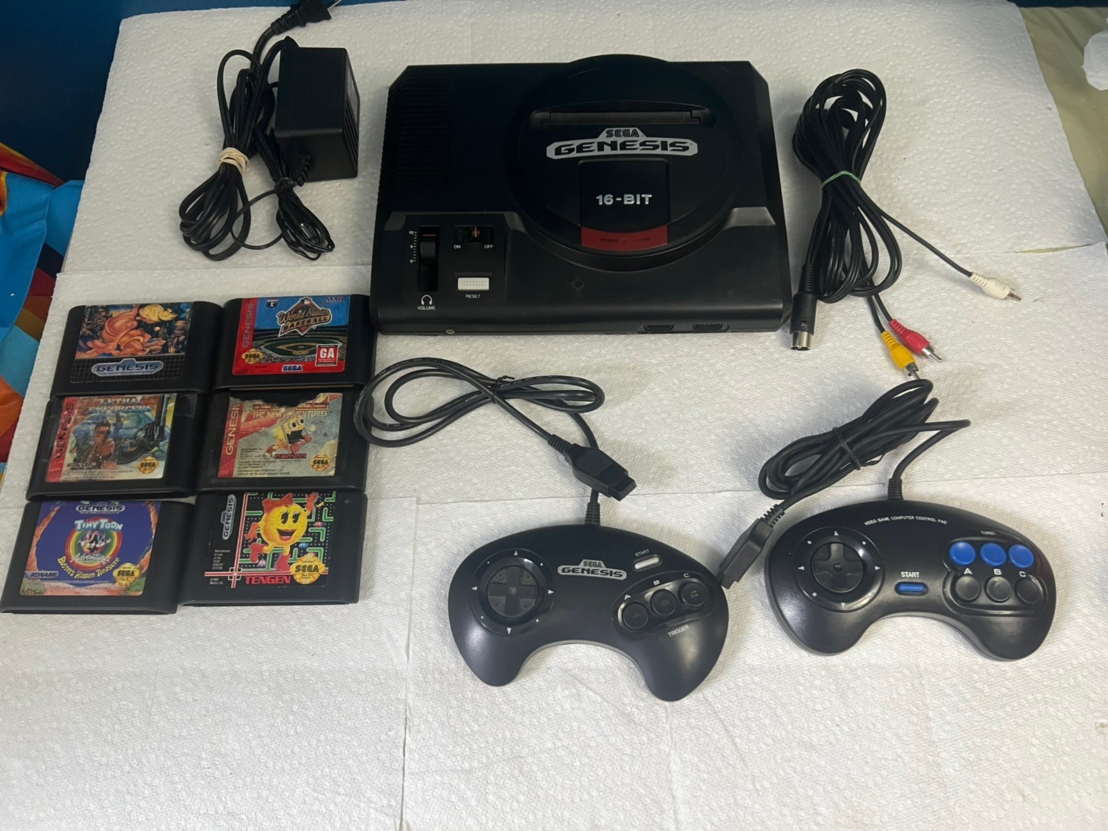 Sega Genesis Model 1 Console Bundle – 6 Games – 2 Controllers – Long AV cable