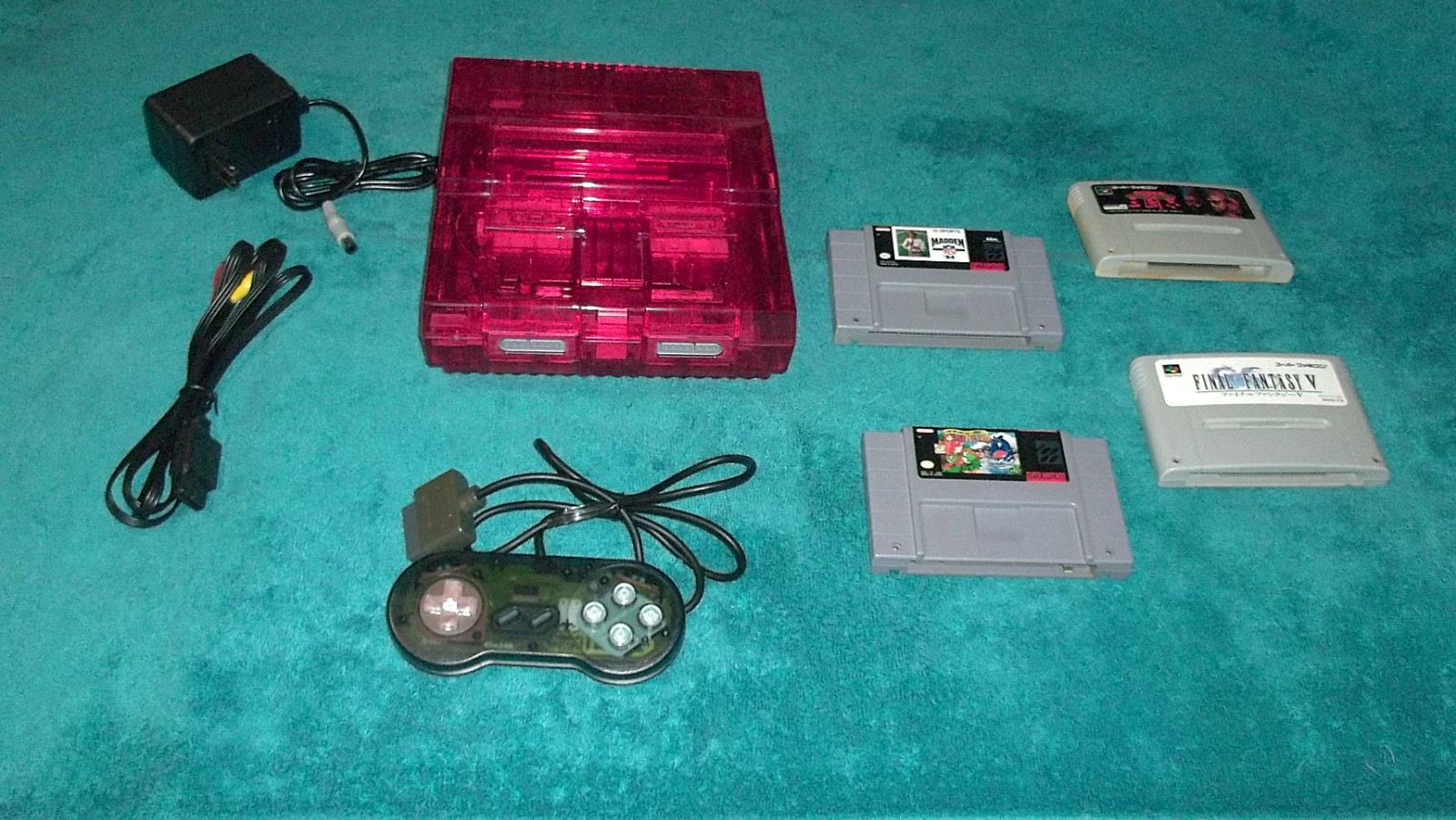 Super Nintendo SNES / Super Famicom Translucent Red System Console, SMW 2 Yoshi