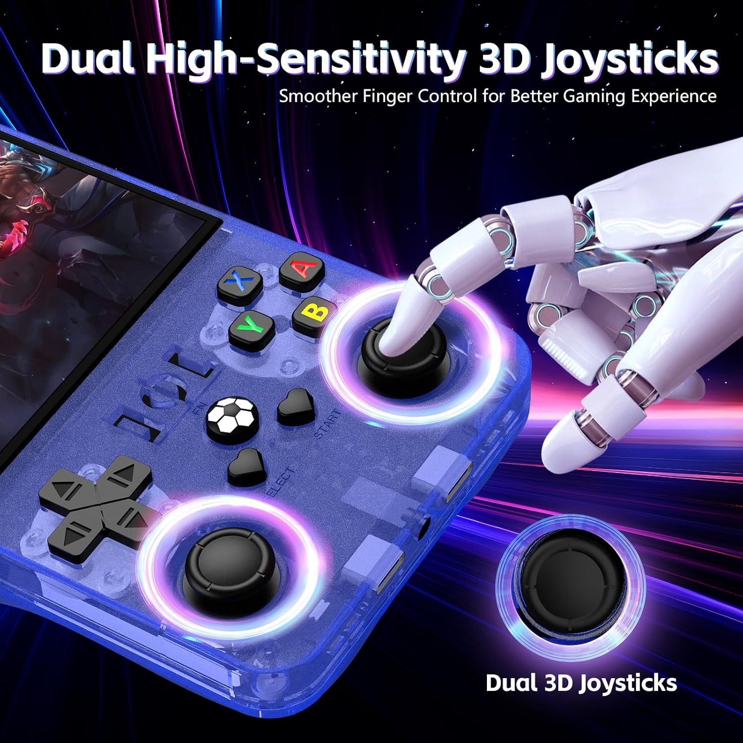 Blue R36MAX Retro Handheld Game Console 720×720 IPS Screen 64GB TF Card 4000mAh