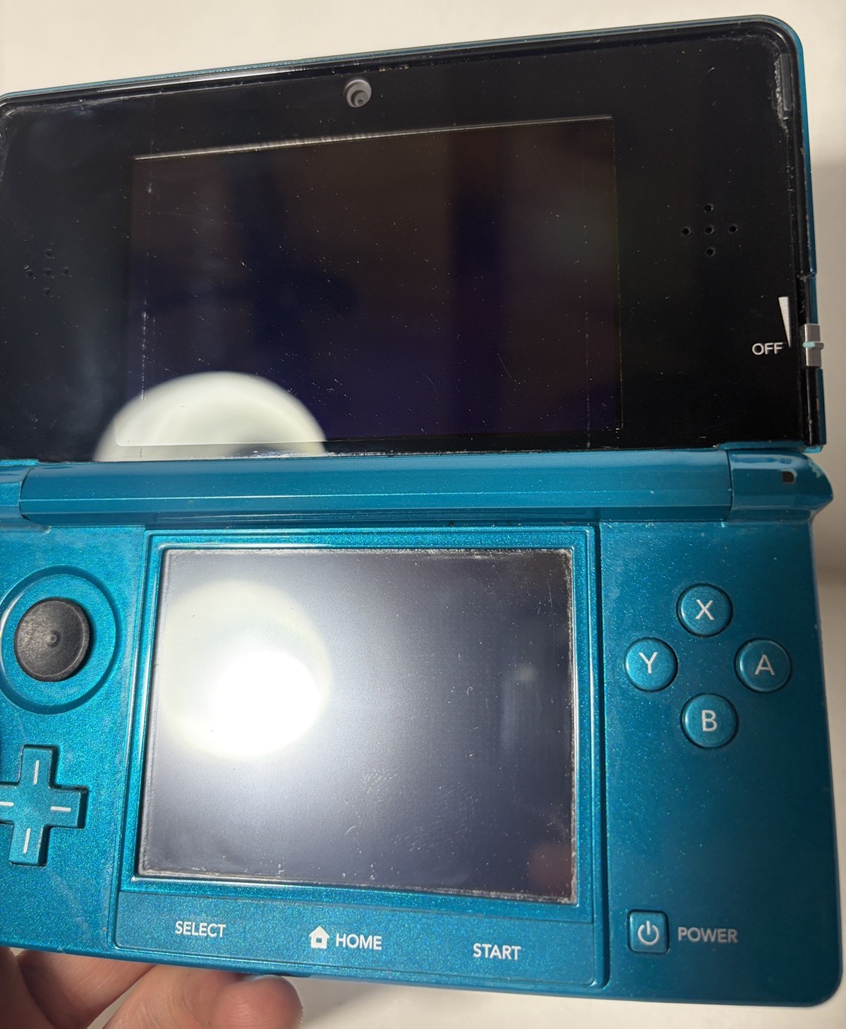 Original Nintendo 3DS Handheld System Aqua Blue Tested Working Console With Game