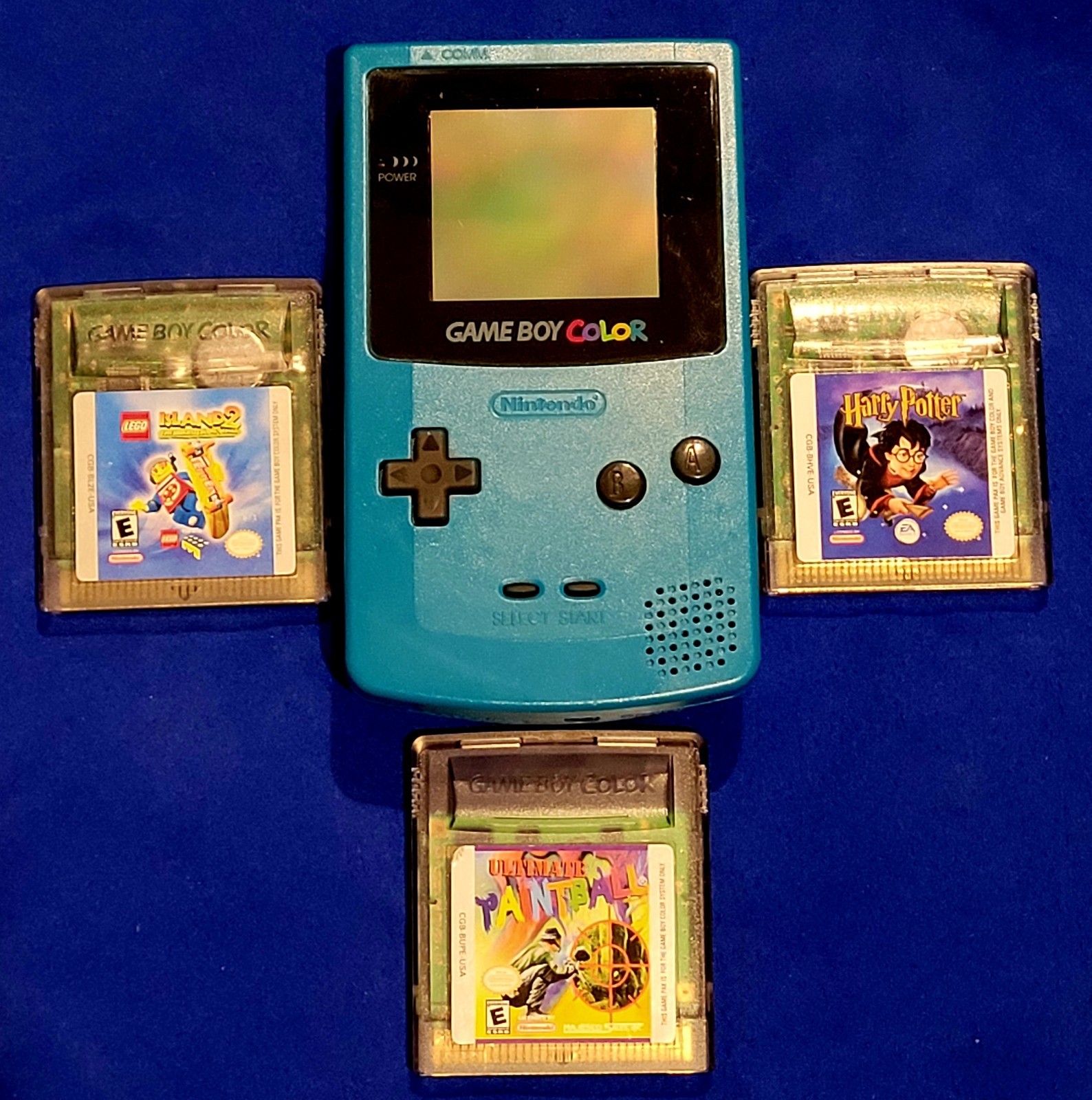 Nintendo Game Boy Color Handheld Game Console – Teal With 3 Games Tested Working